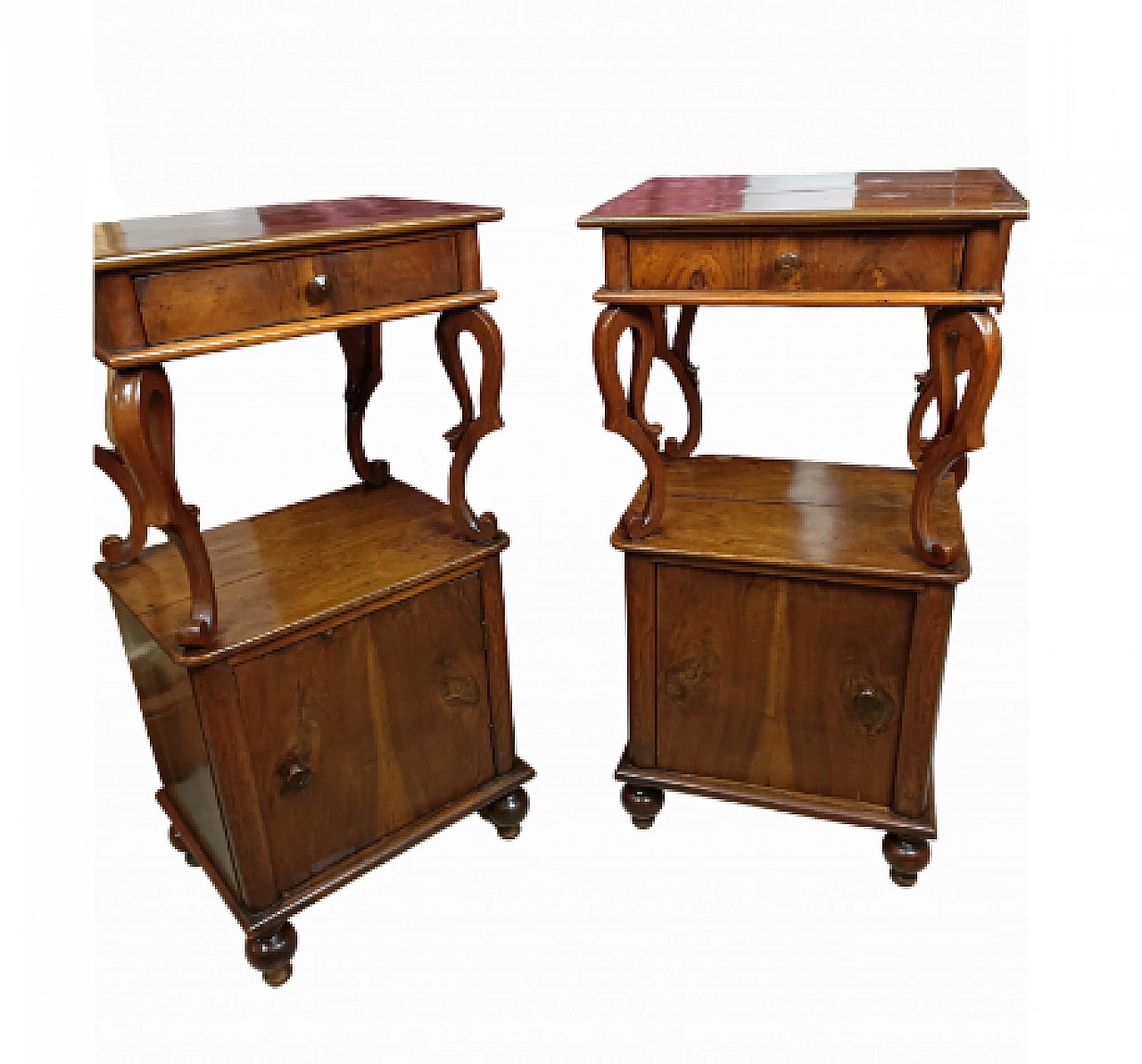 Pair of Louis Philippe walnut bedside tables, late 19th century 9