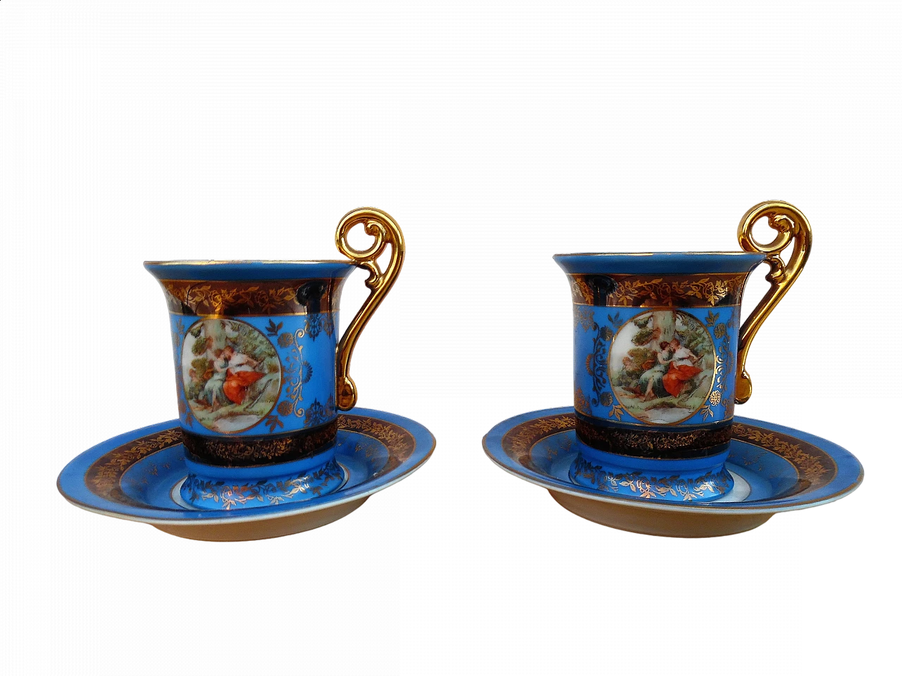 Pair of cups with saucer, 1940s 6