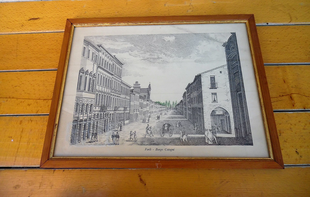 4 Engravings of views with frame, 19th century 1