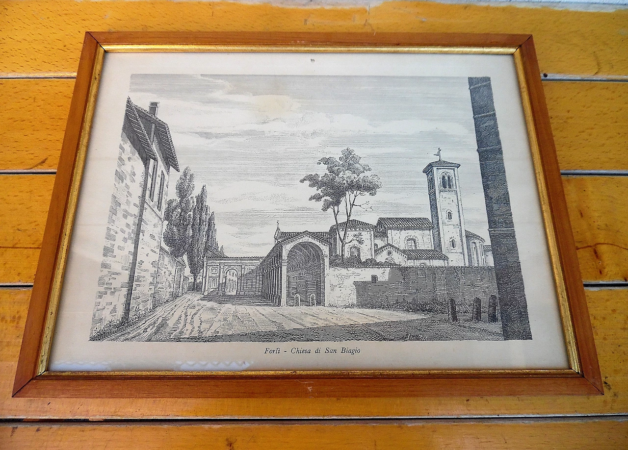 4 Engravings of views with frame, 19th century 2