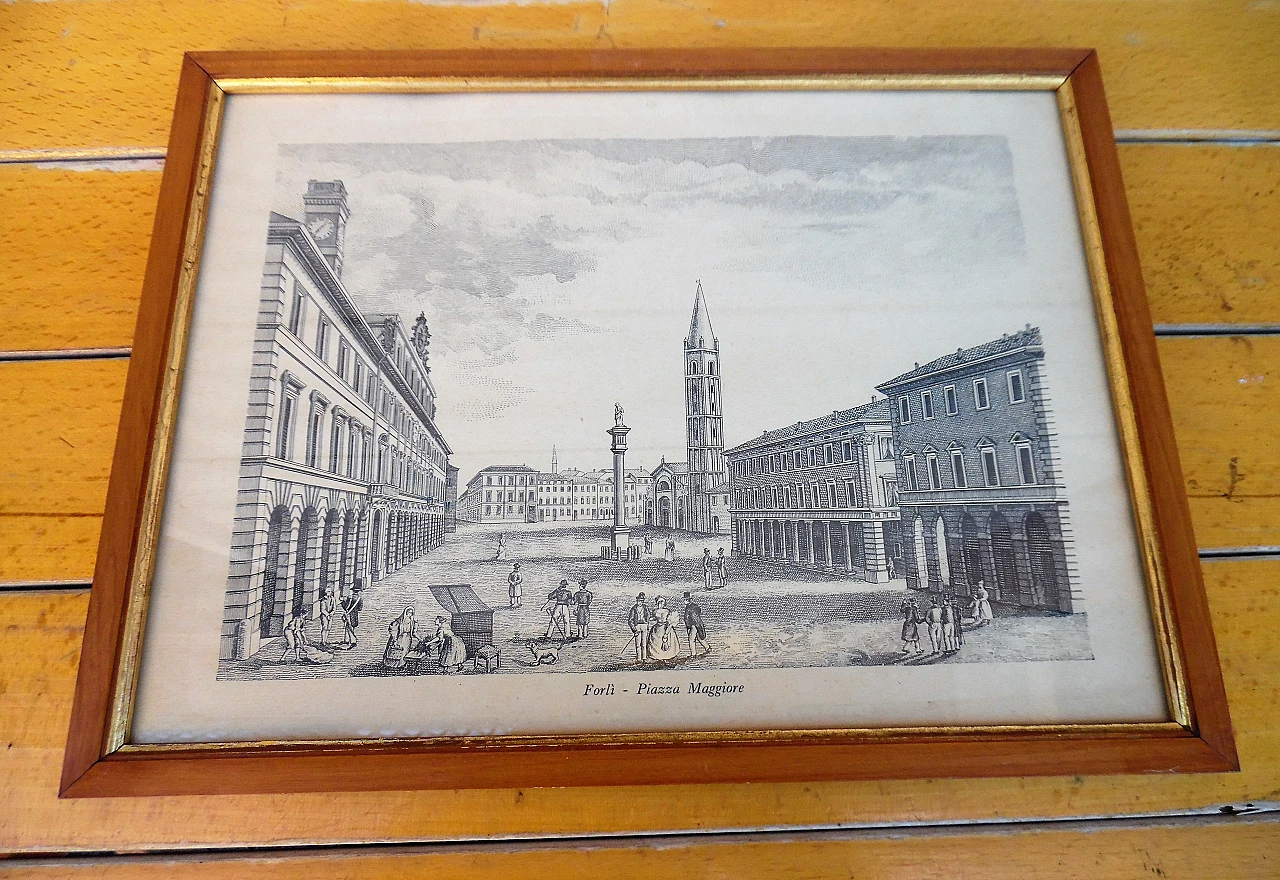 4 Engravings of views with frame, 19th century 3