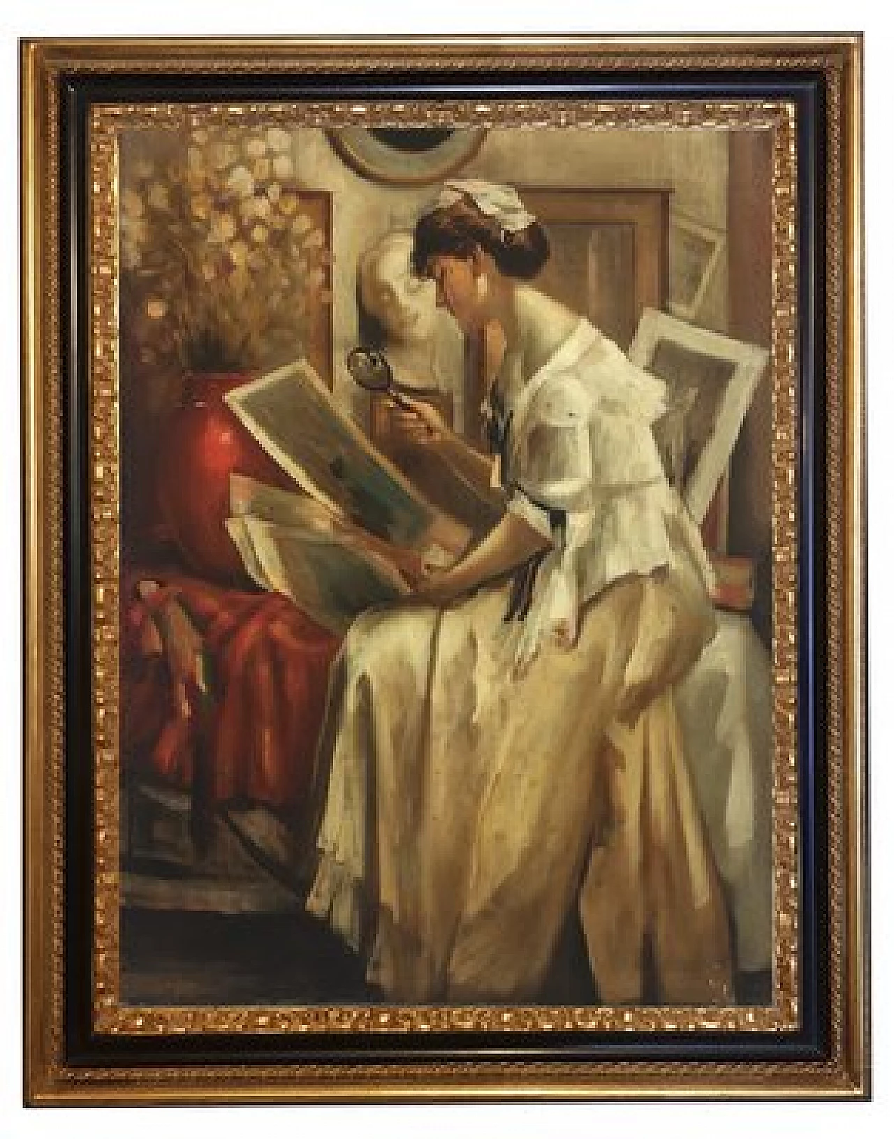 Giovanni Santaniello, Lady reading, oil on canvas, 2002 1