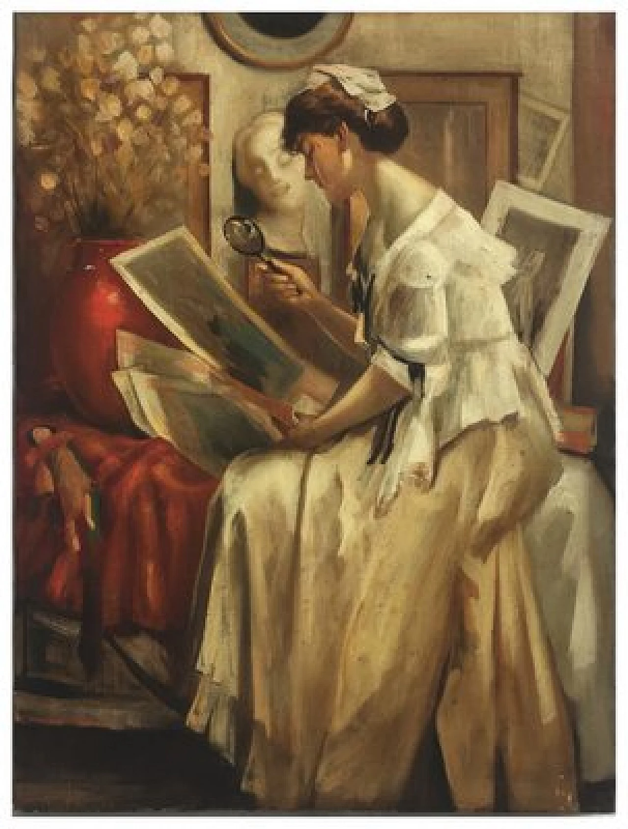 Giovanni Santaniello, Lady reading, oil on canvas, 2002 2