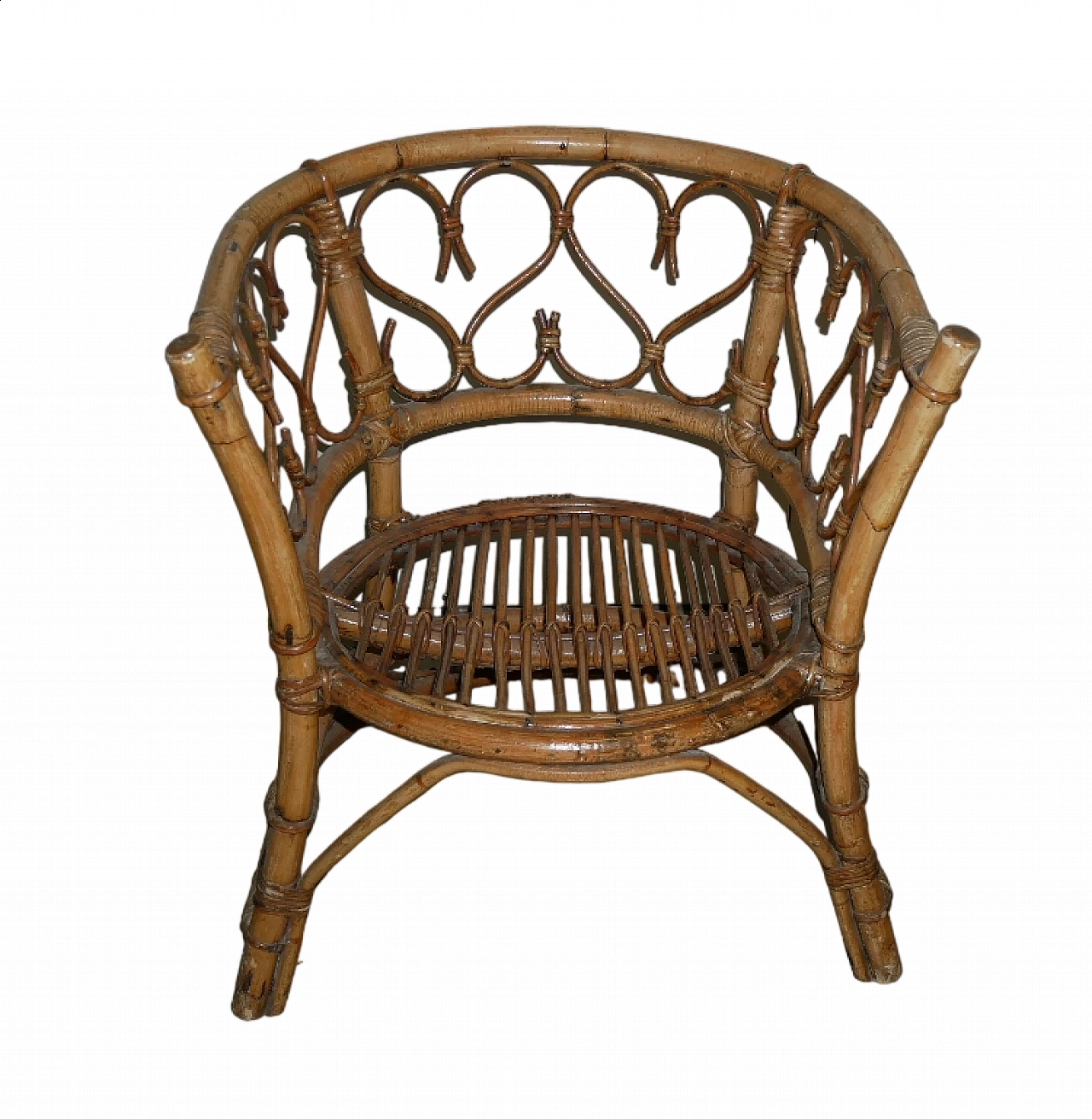 Bamboo and rattan cockpit armchair, 1970s 10