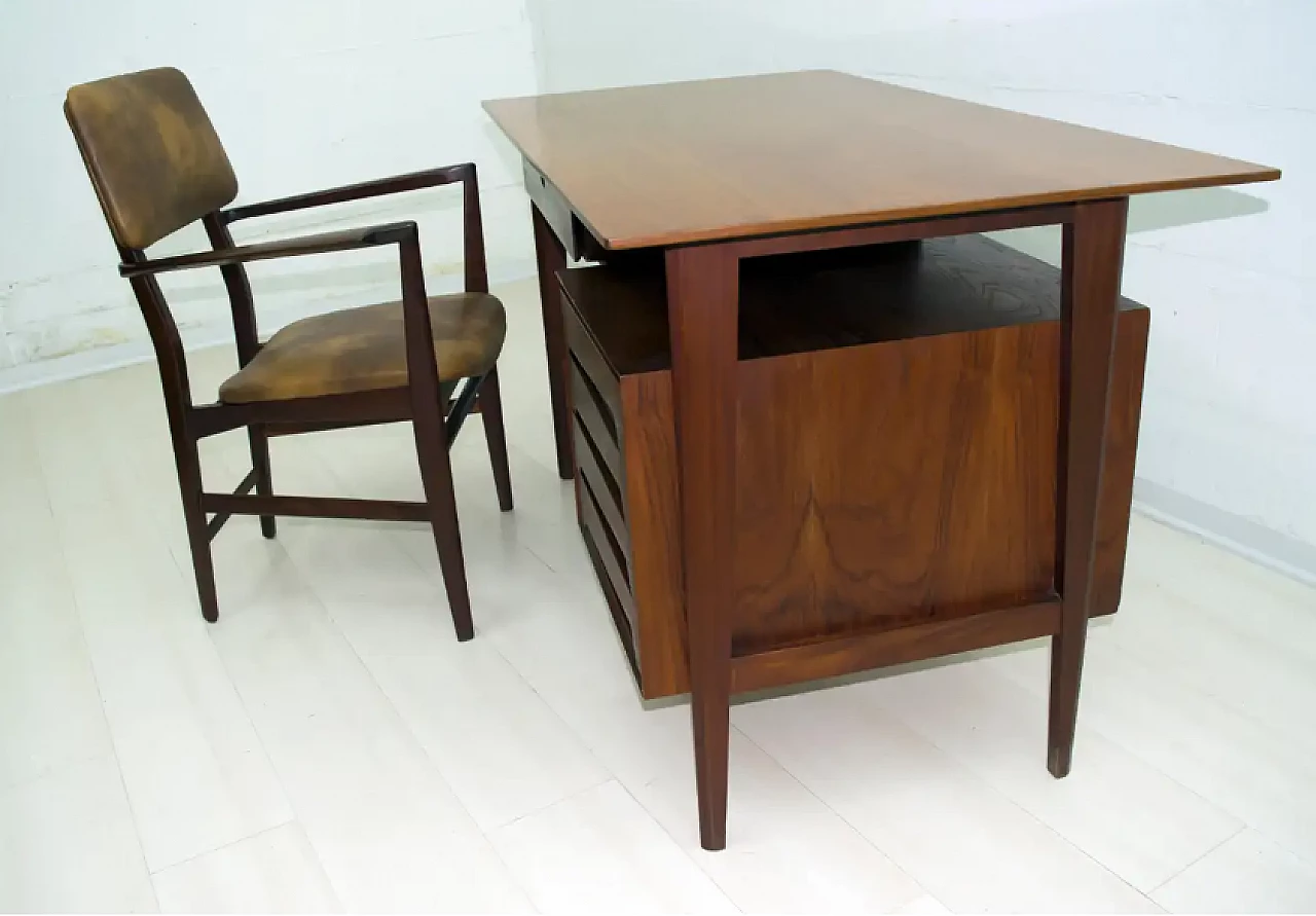 Desk with chair in teak wood by Vittorio Dassi, 1950s 2