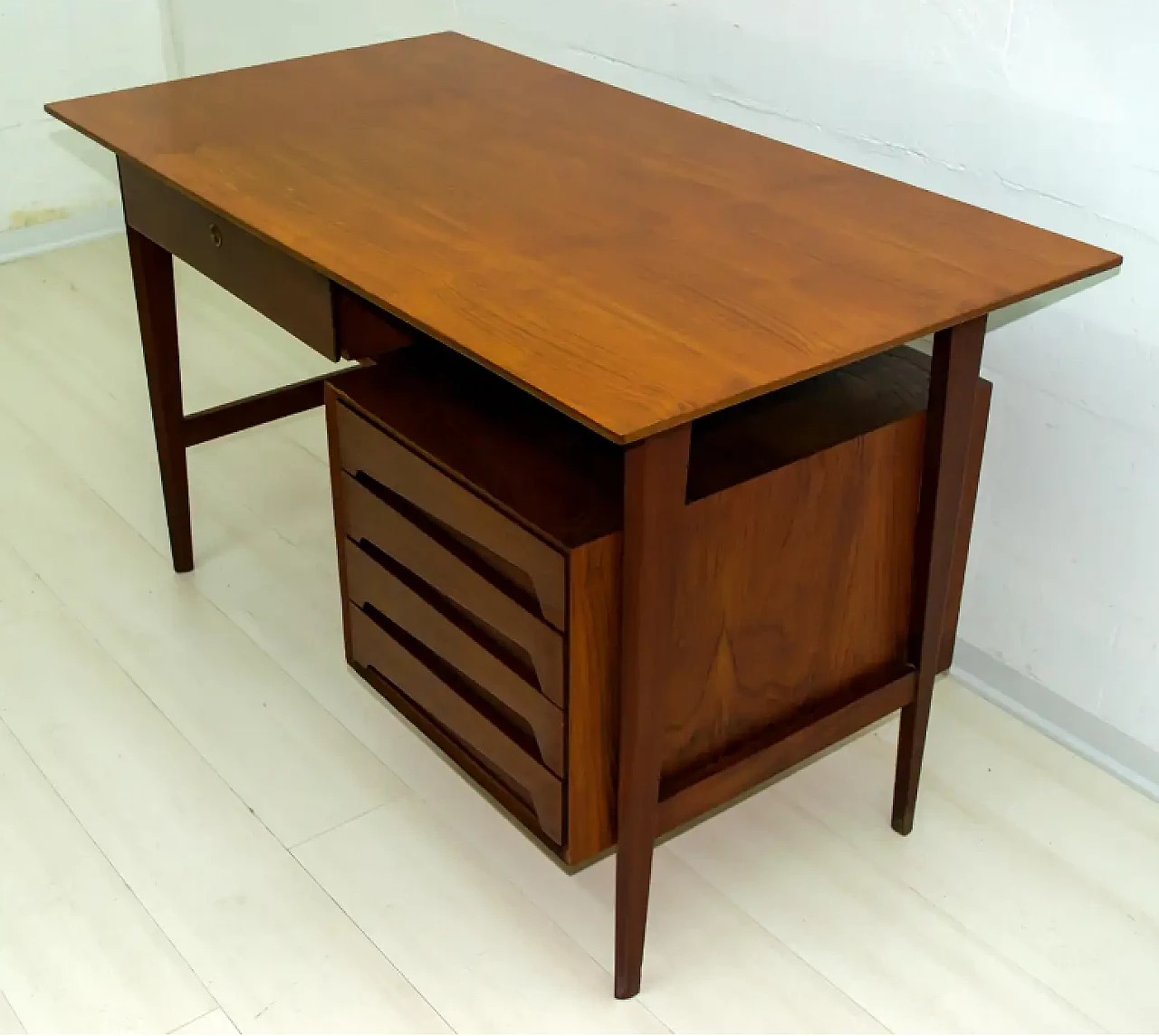 Desk with chair in teak wood by Vittorio Dassi, 1950s 4