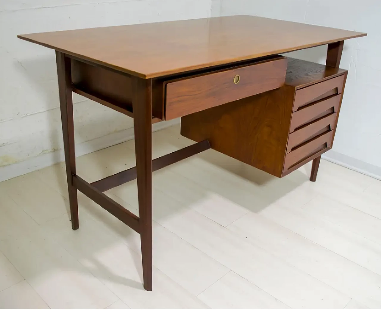 Desk with chair in teak wood by Vittorio Dassi, 1950s 8