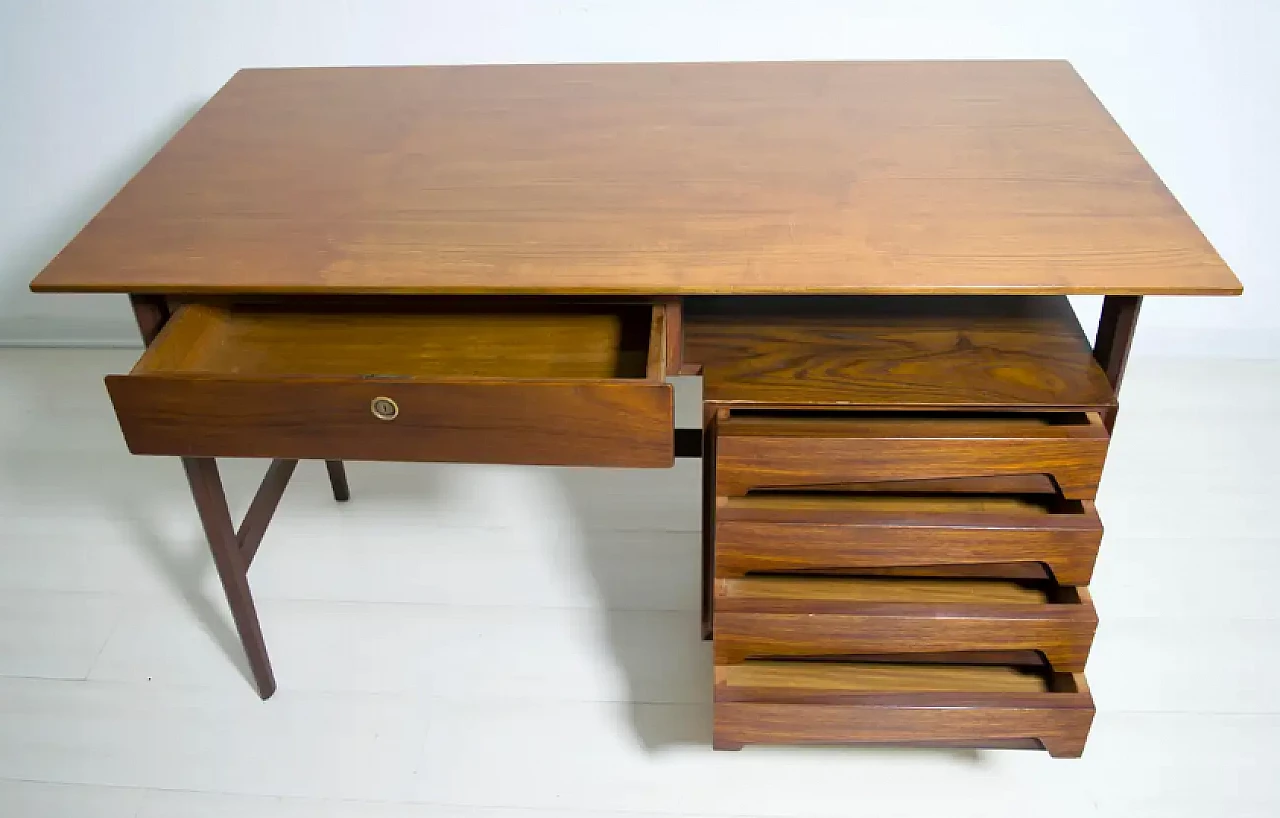 Desk with chair in teak wood by Vittorio Dassi, 1950s 10