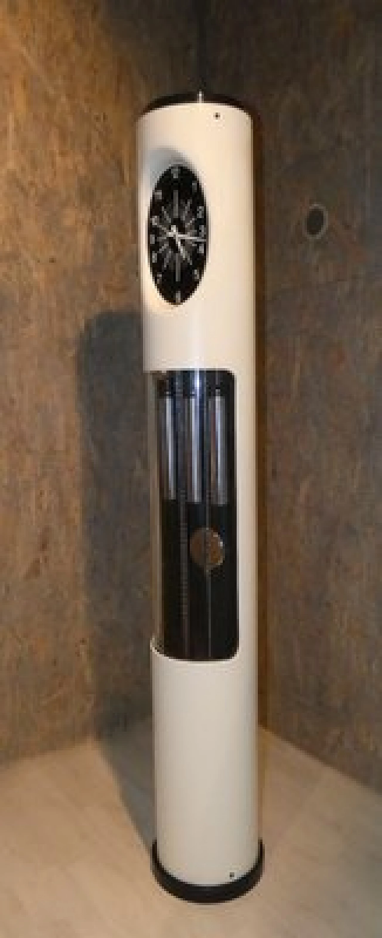 Lacquered wood, plexiglass and metal pendulum clock, 1970s 21