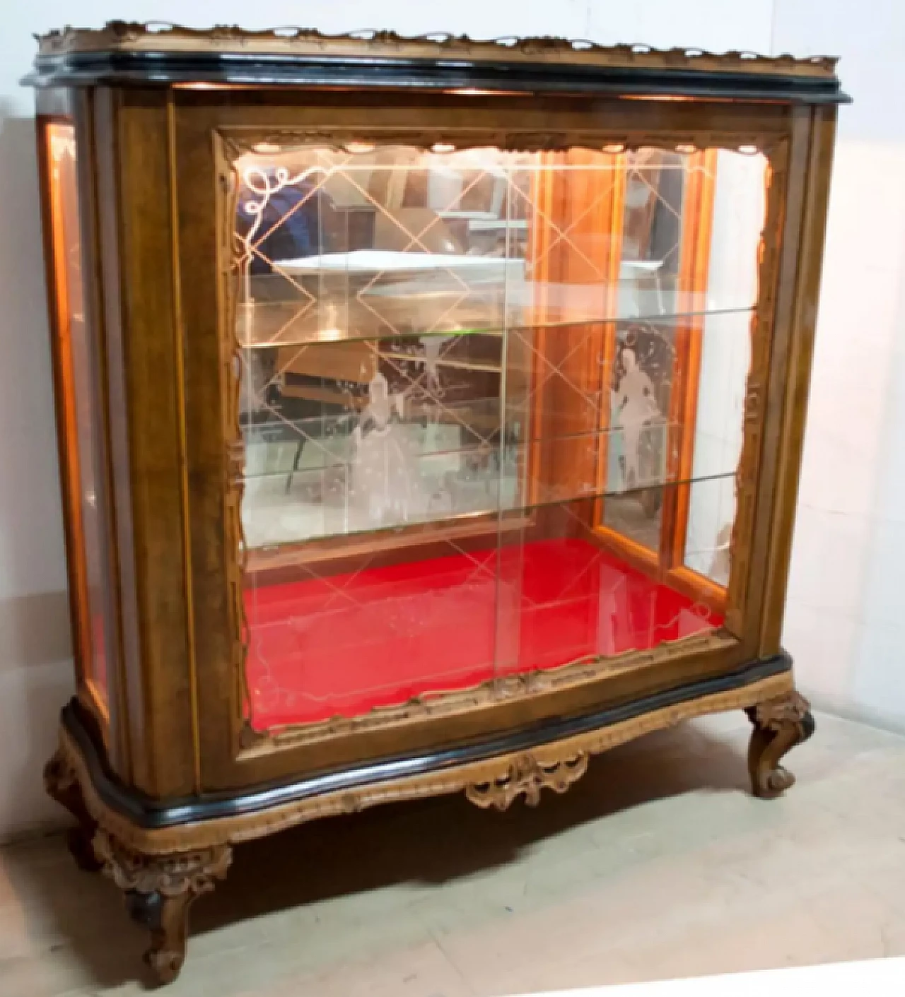 Walnut and glass bar cabinet, 1940s 4