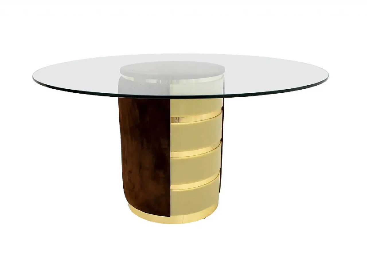 Dining table in suede and plexiglass by Willy Rizzo, 1970s 1