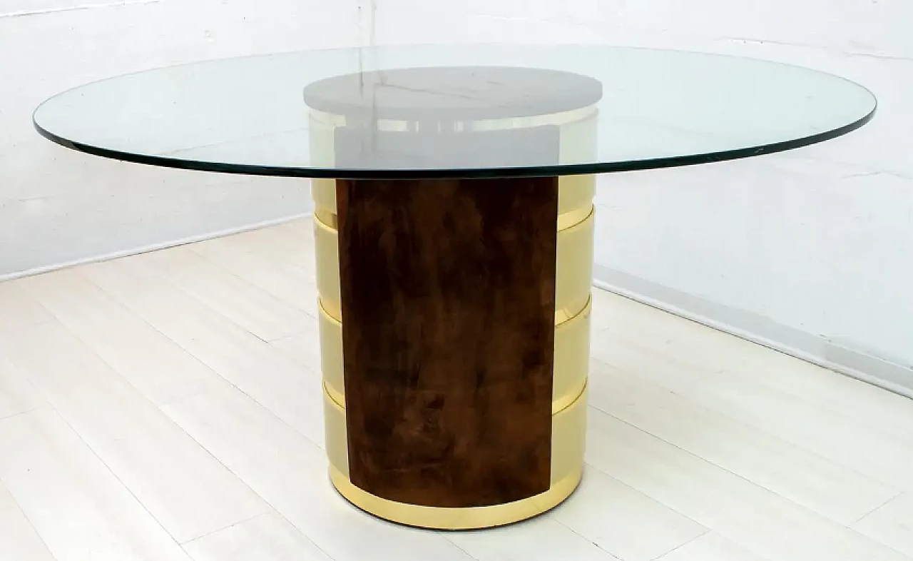 Dining table in suede and plexiglass by Willy Rizzo, 1970s 2