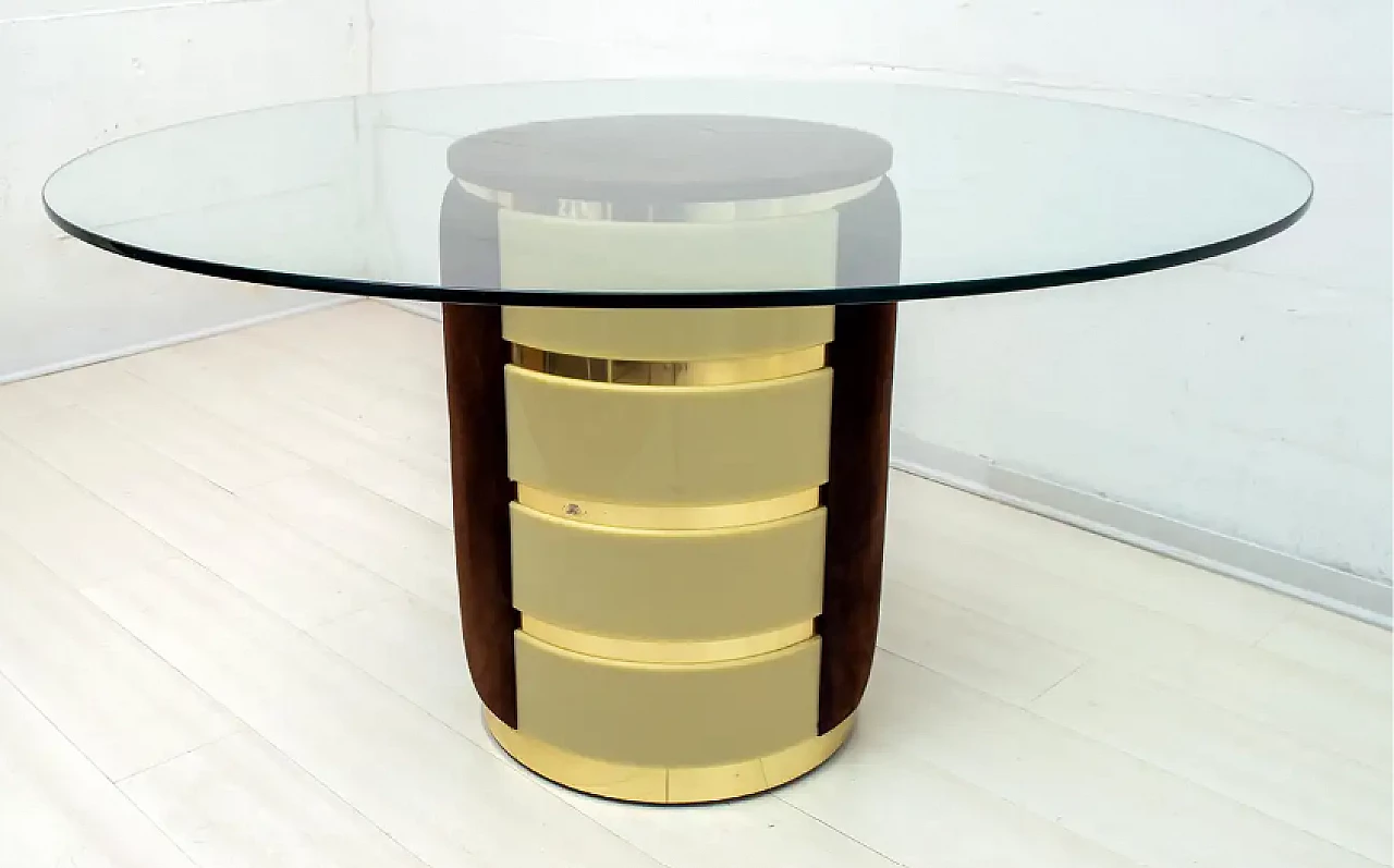 Dining table in suede and plexiglass by Willy Rizzo, 1970s 3