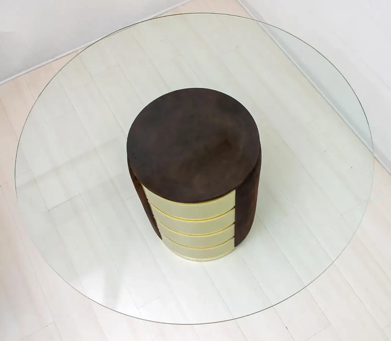 Dining table in suede and plexiglass by Willy Rizzo, 1970s 9