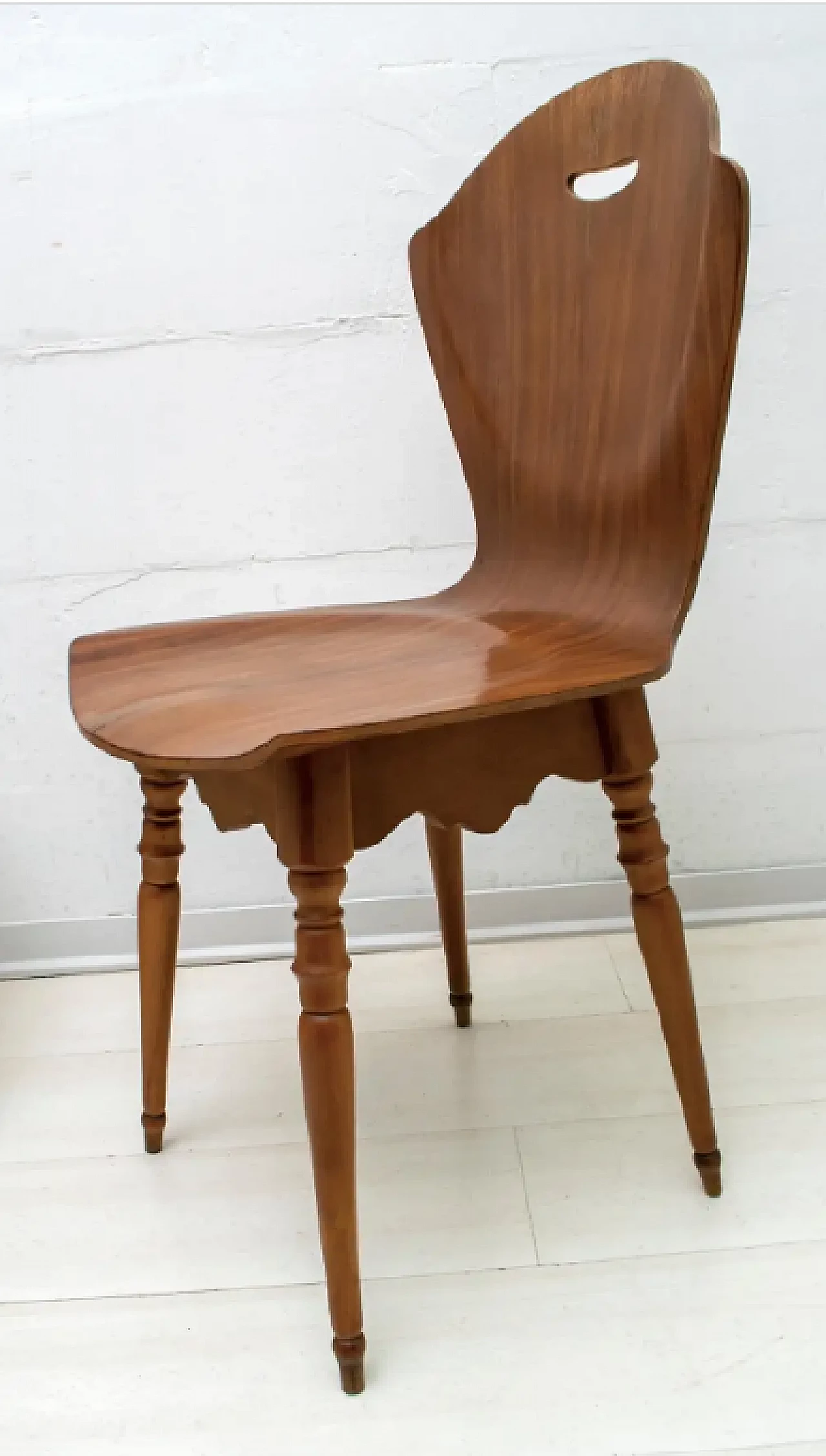 4 Chairs in curved teak plywood and beech, 1950s 8