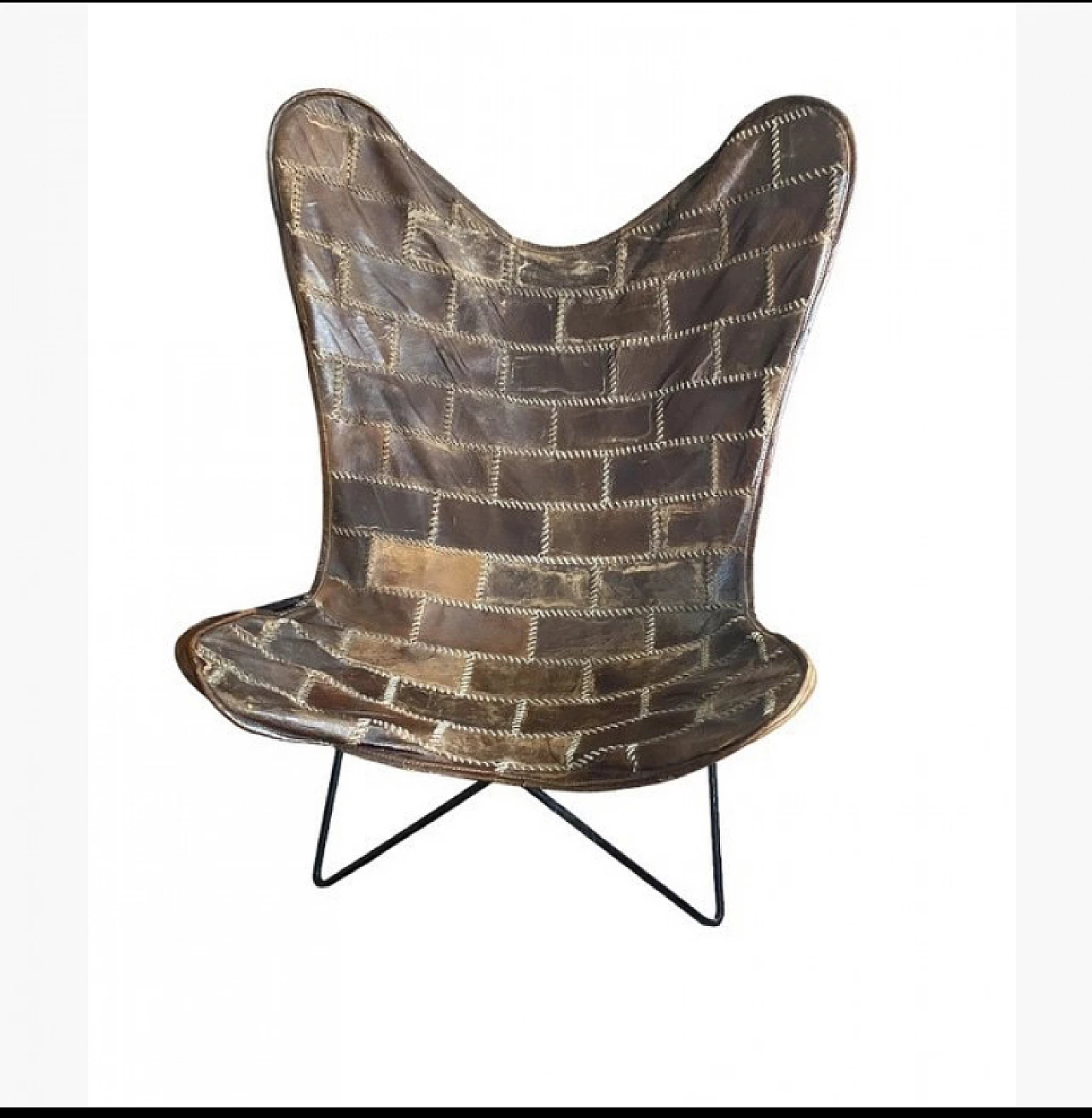 Leather and metal Butterfly armchair, 1970s 4