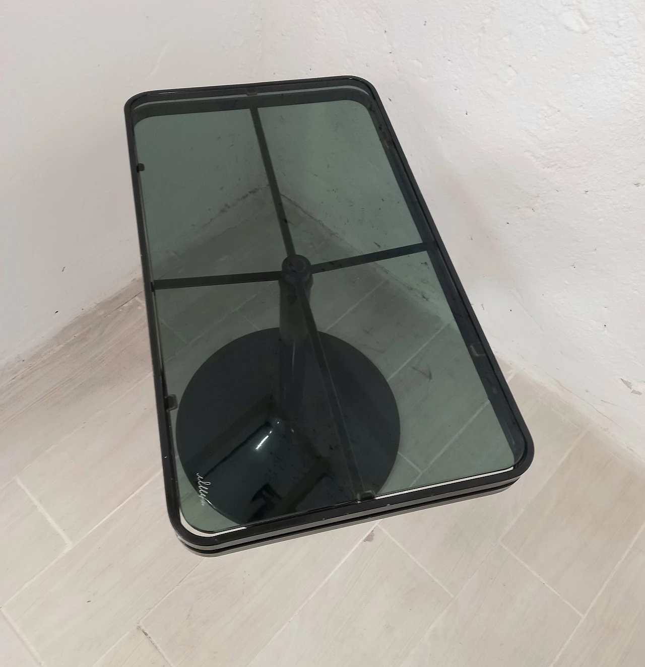 Metal and glass coffee table by Arredamenti Allegri Parma, 1980s 2