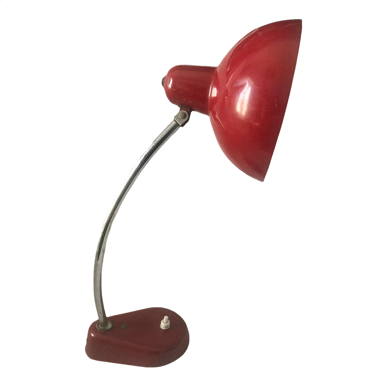 Red lacquered metal table lamp, 1950s 8