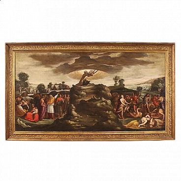 Painting of Moses receiving the Tables of the Law, oil on canvas, 17th century