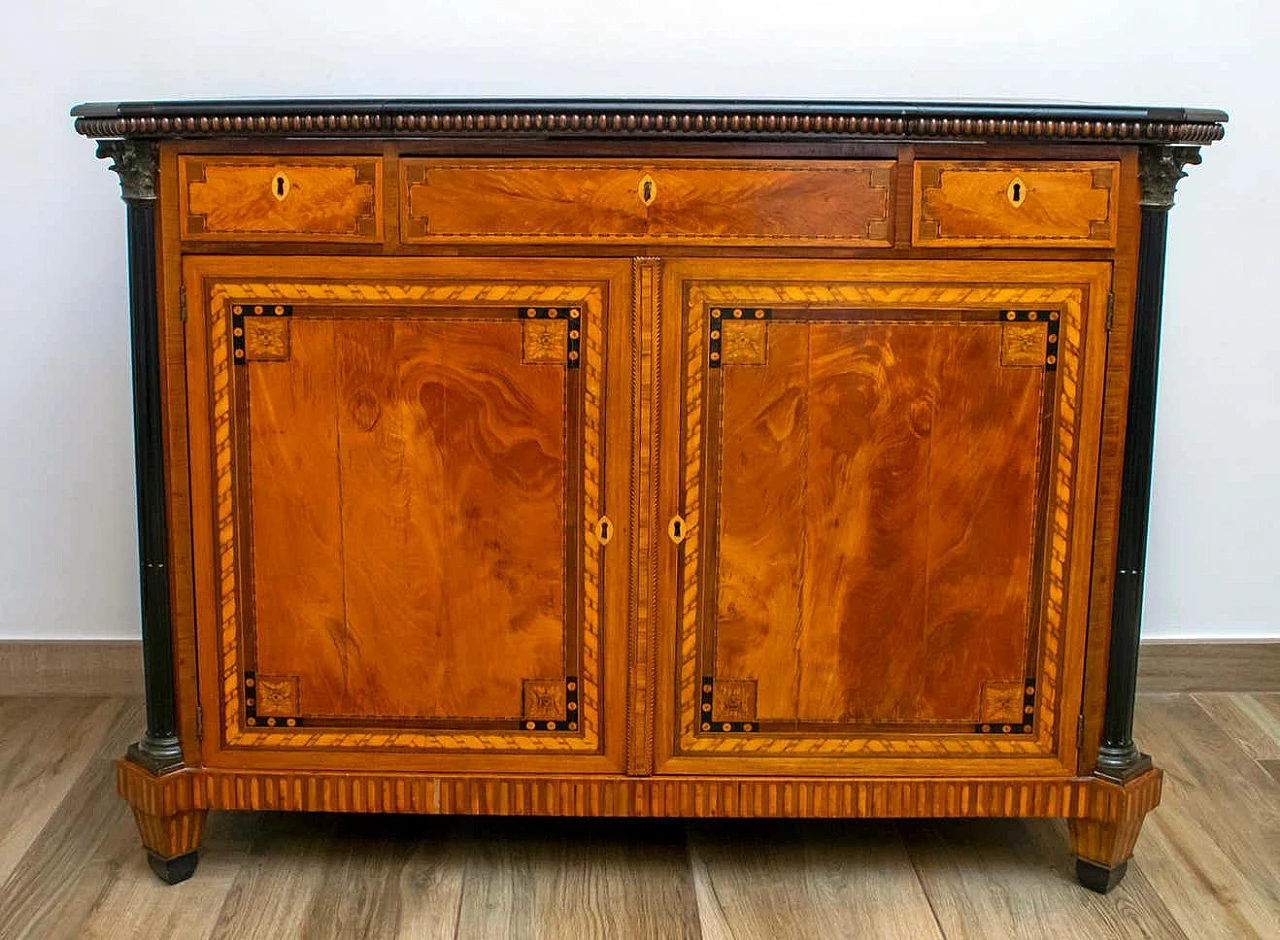 Napoleon III sideboard inlaid with geometric floral motifs, 1850 2