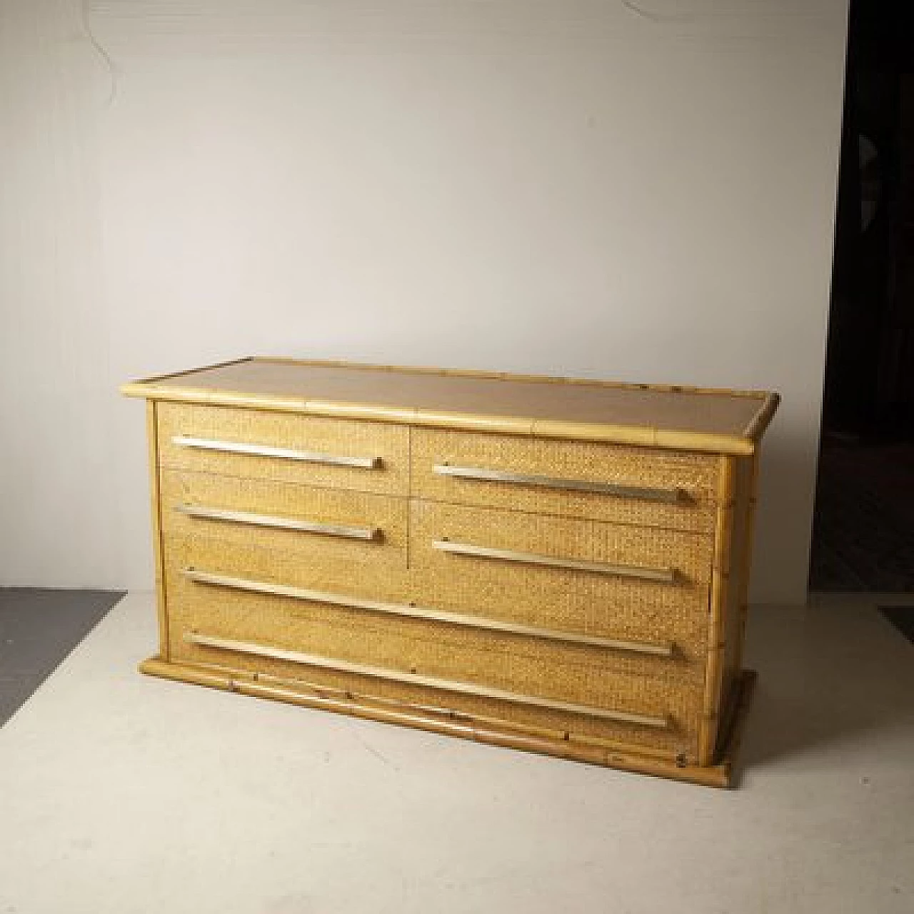 Bamboo and wicker dresser, 1960s 3