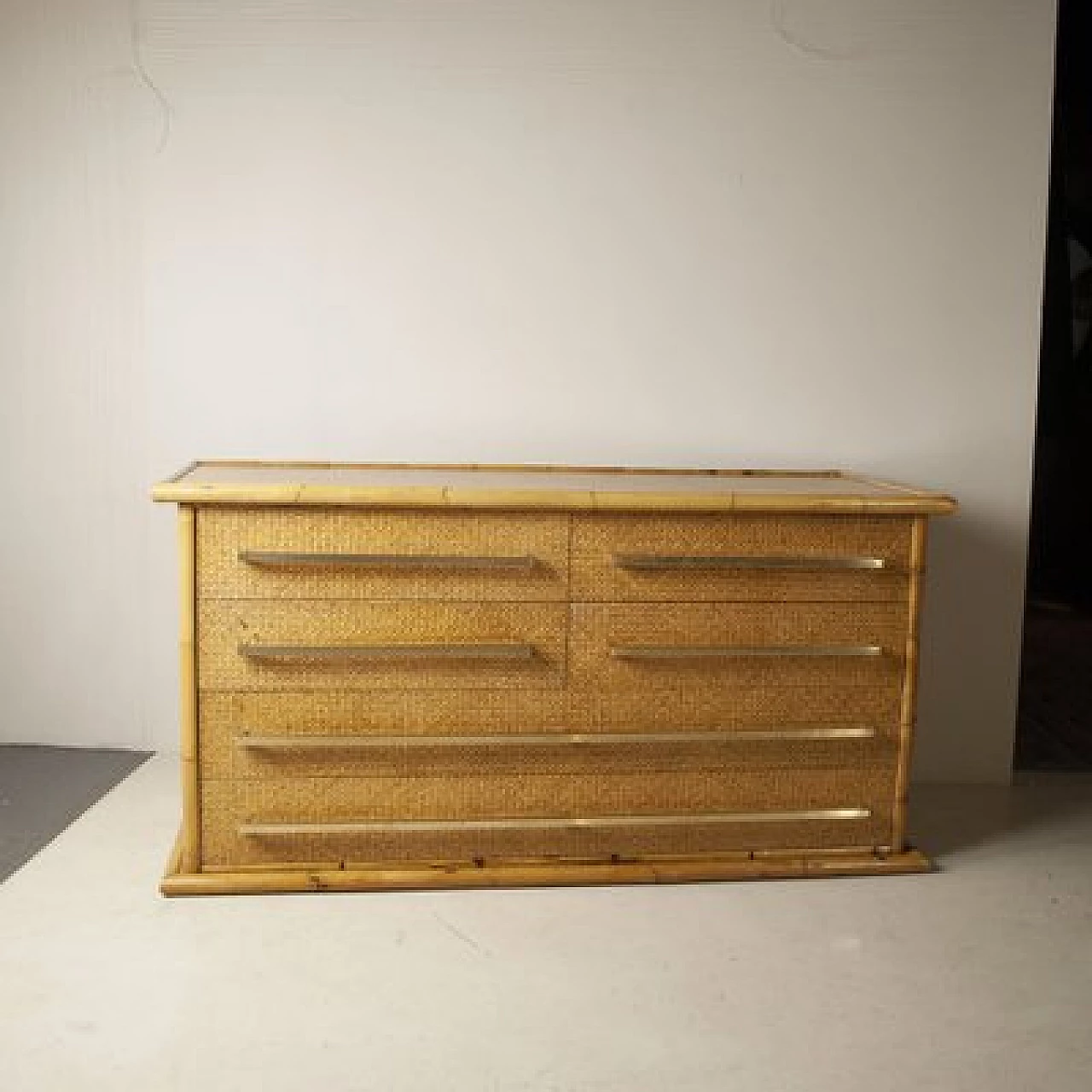 Bamboo and wicker dresser, 1960s 8