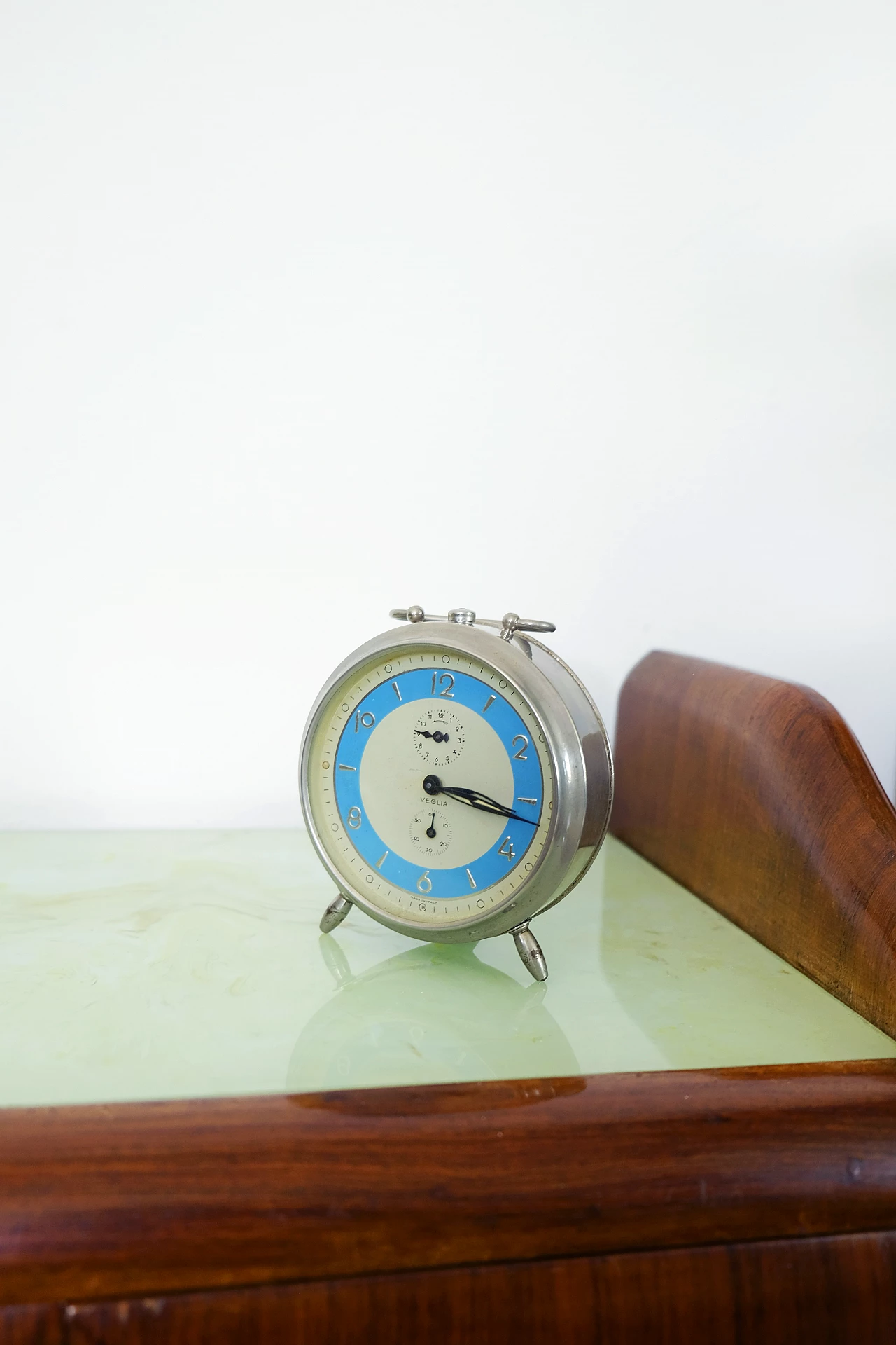 Metal table clock by Veglia, 1950s 1