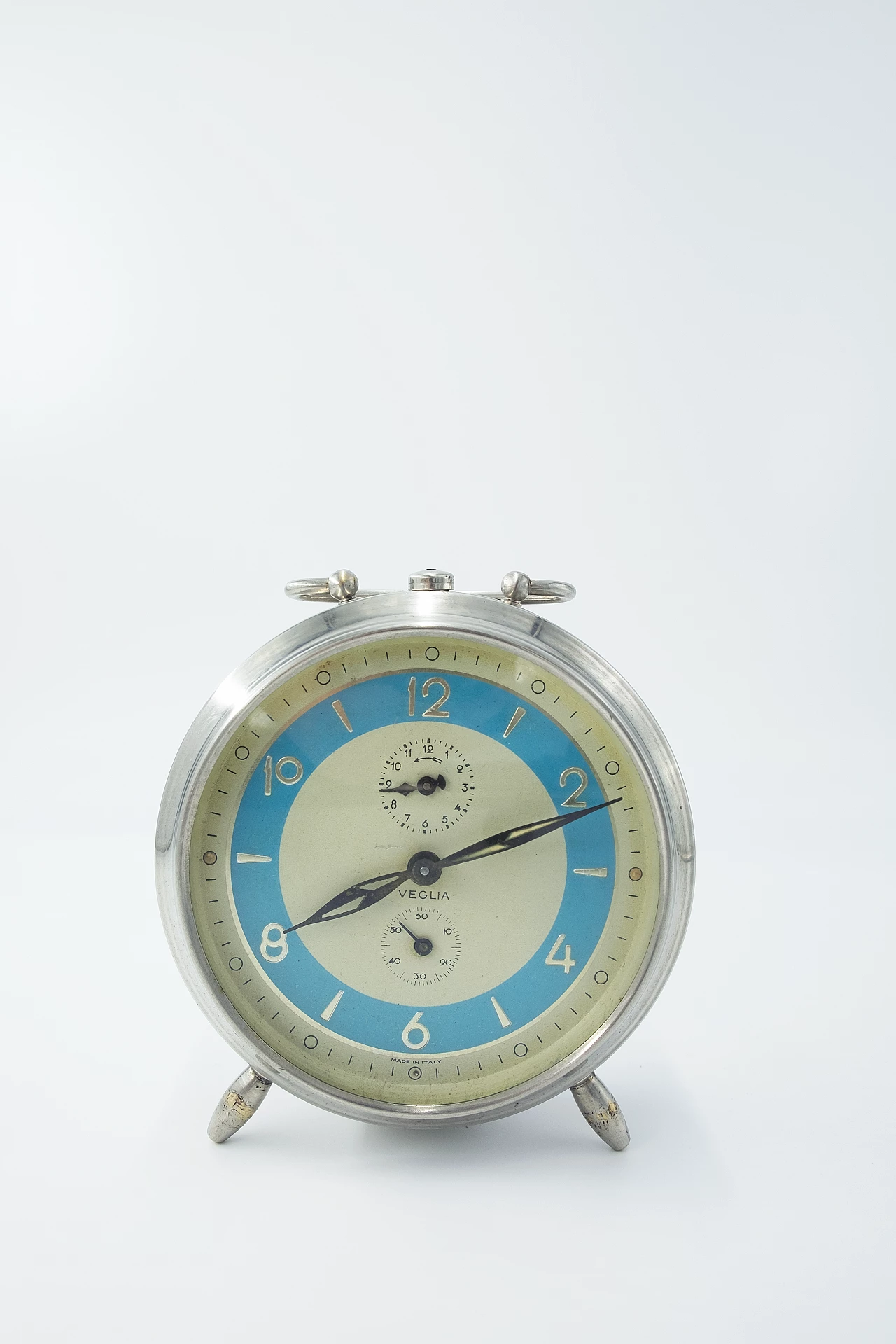 Metal table clock by Veglia, 1950s 2