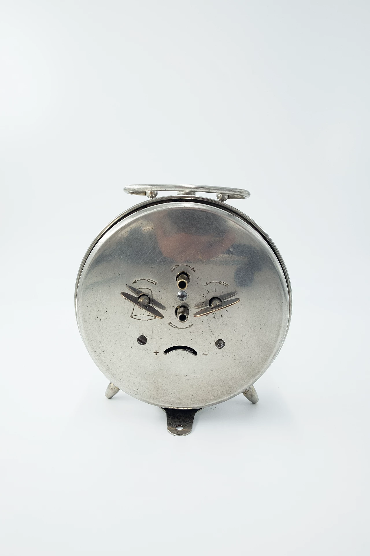 Metal table clock by Veglia, 1950s 4