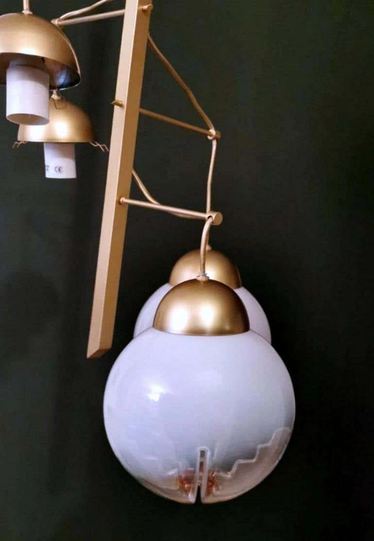 Satin-finished brass and Murano glass chandelier attributed to Mazzega, 1960s 10