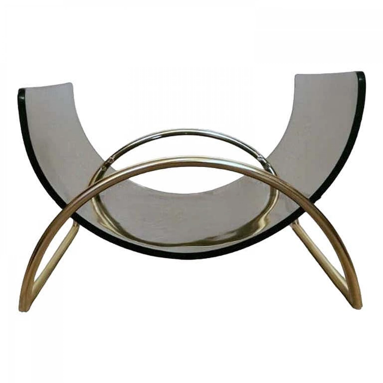 Smoked crystal and brass magazine rack attributed to Gallotti & Radice, 1970s 18