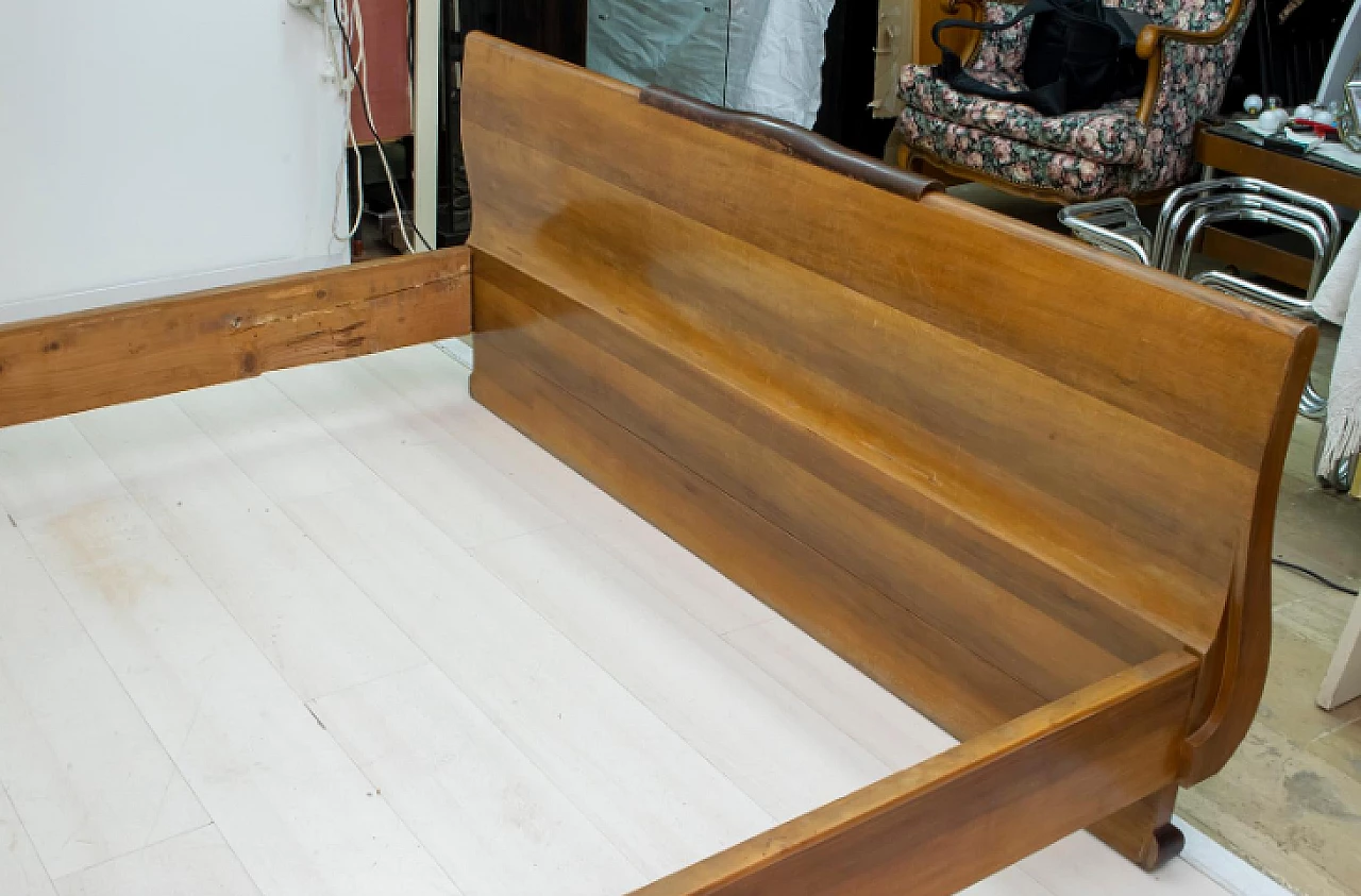 Art Deco walnut double bed with bedside tables, 1920s 13