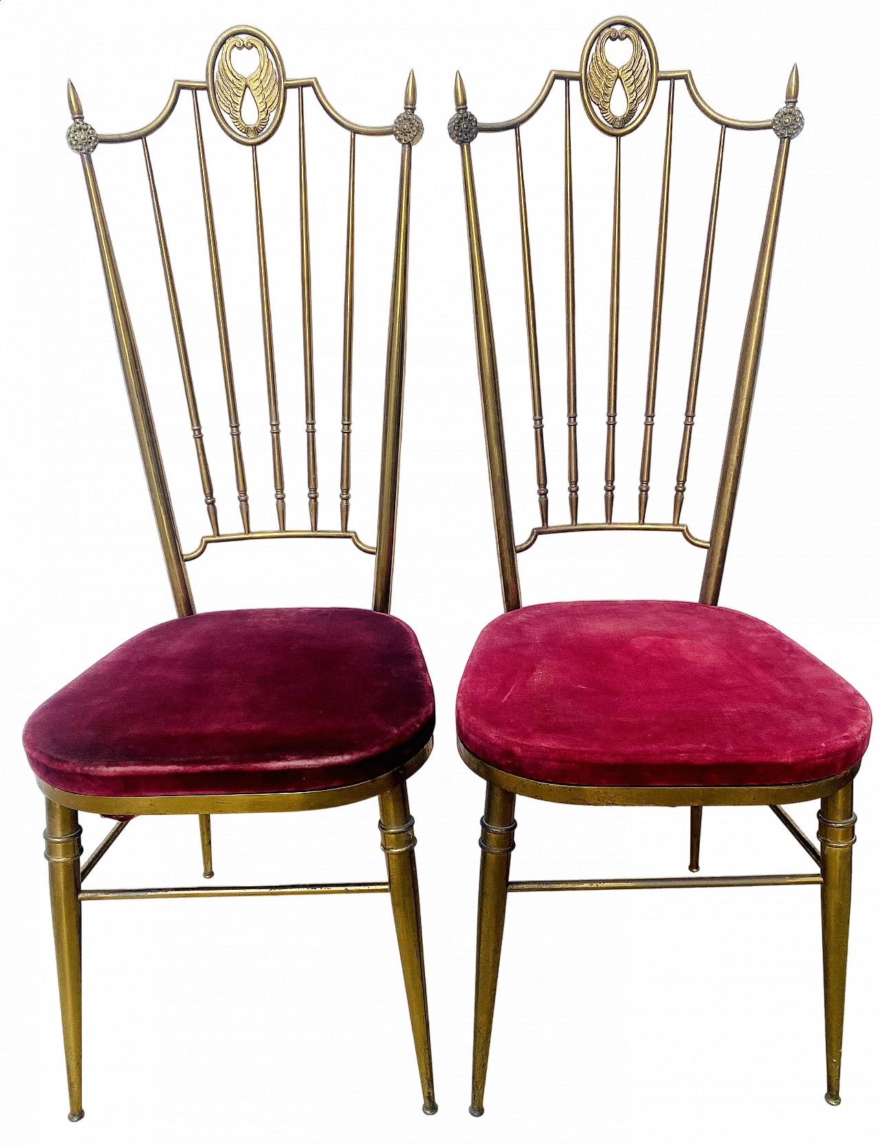 Pair of Chiavarine brass chairs by Gaetano Descalzi, 1950s 9