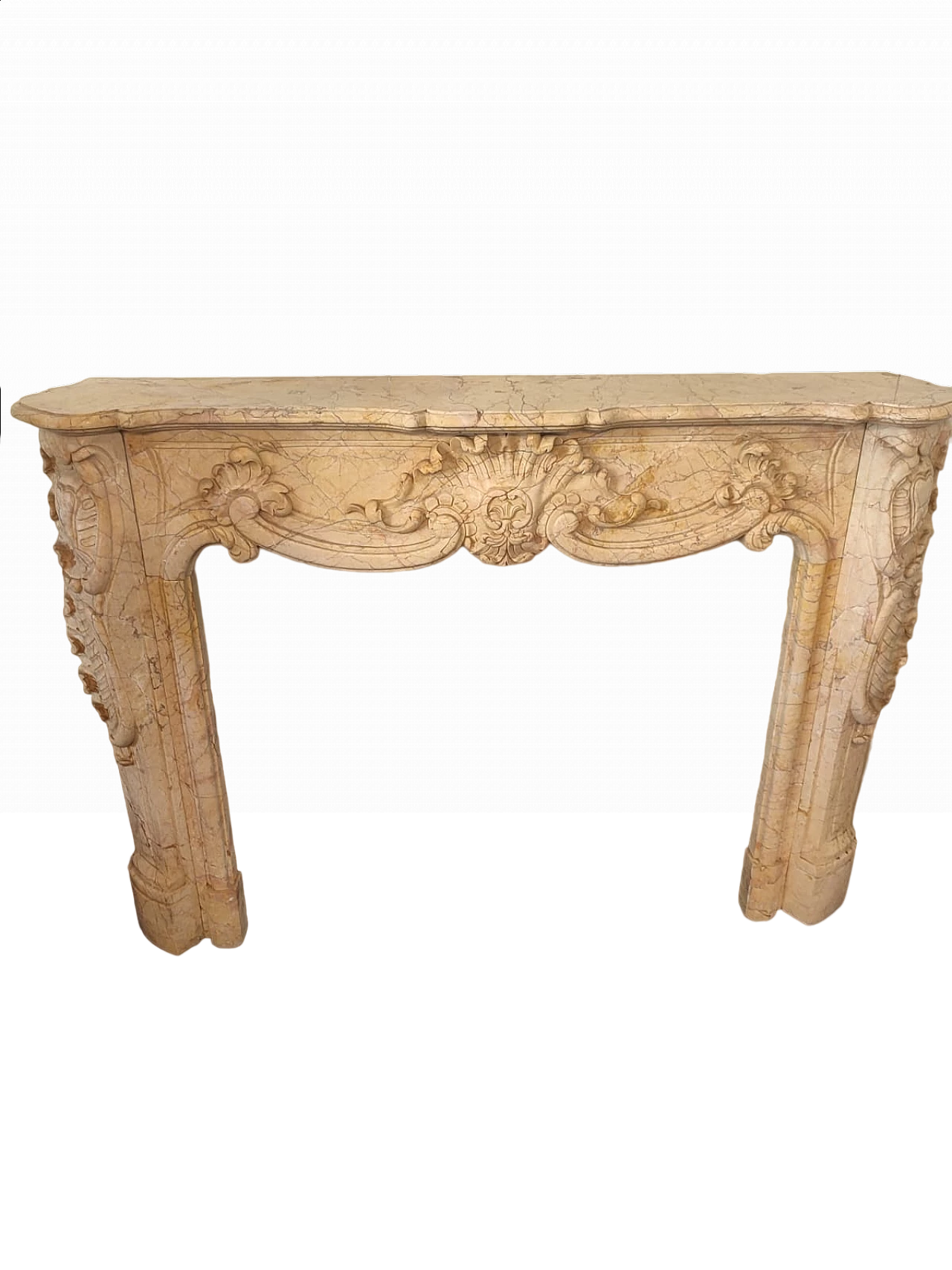 Fireplace in cream Valencia marble, early 19th century 6