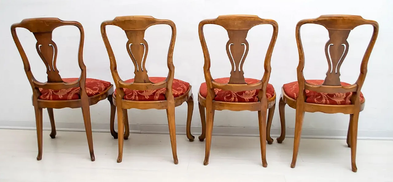 4 Dutch walnut chairs with maple inlays, early 20th century 3