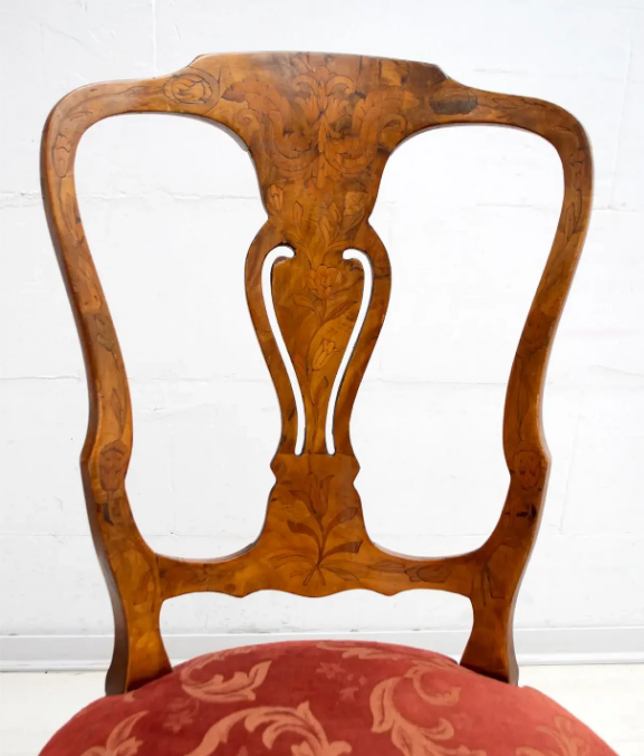 4 Dutch walnut chairs with maple inlays, early 20th century 4