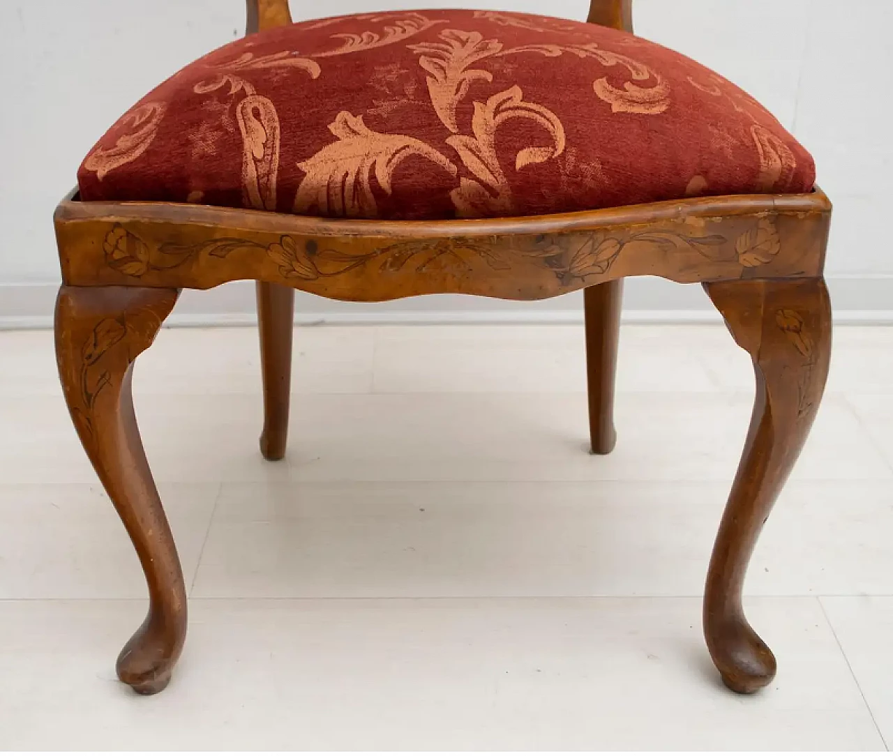 4 Dutch walnut chairs with maple inlays, early 20th century 6