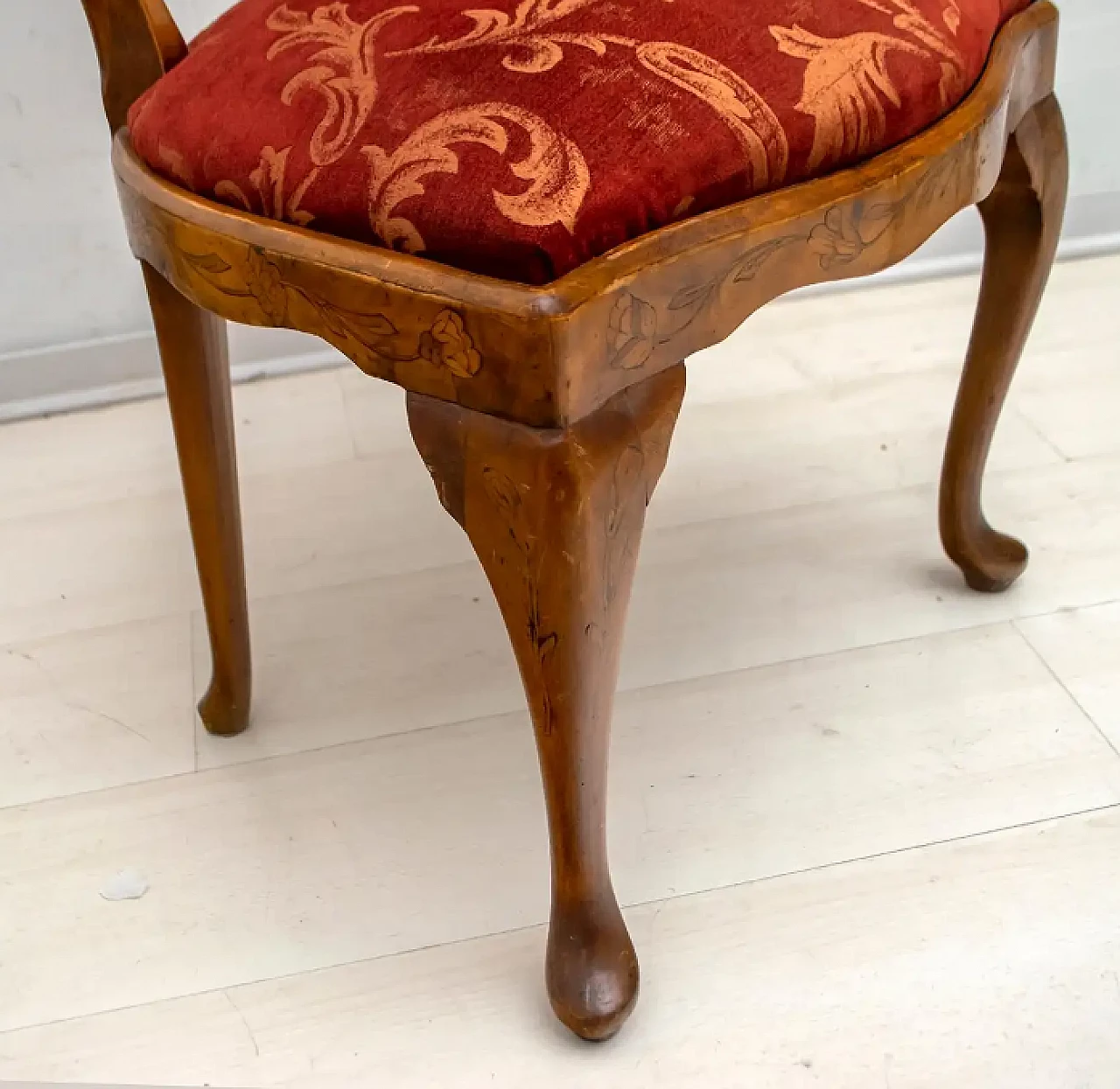 4 Dutch walnut chairs with maple inlays, early 20th century 7