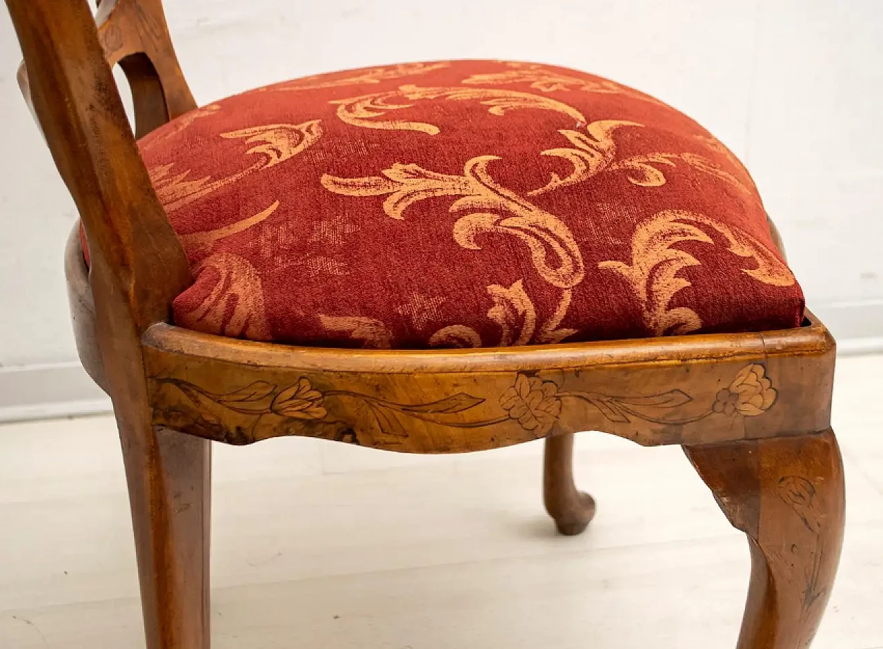 4 Dutch walnut chairs with maple inlays, early 20th century 8