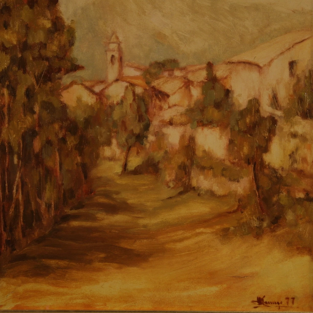 Italian painting of country village view, oil on canvas, 1977 10