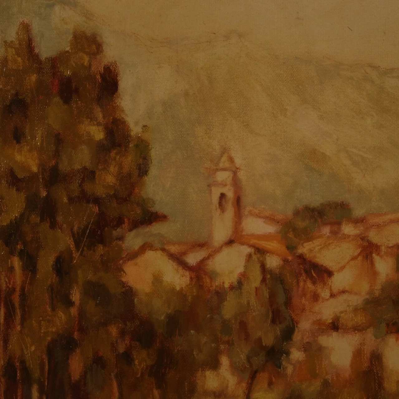 Italian painting of country village view, oil on canvas, 1977 12