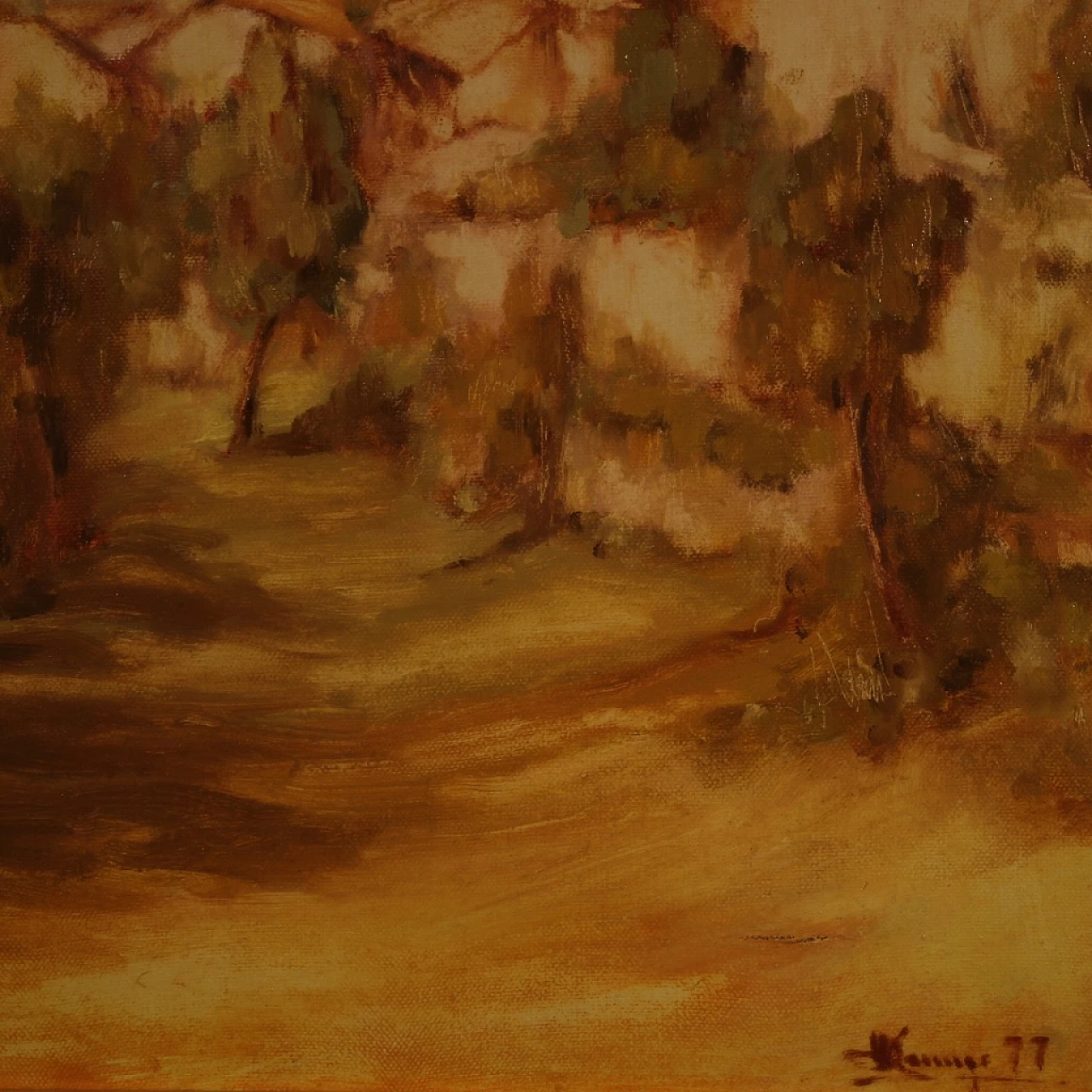 Italian painting of country village view, oil on canvas, 1977 14