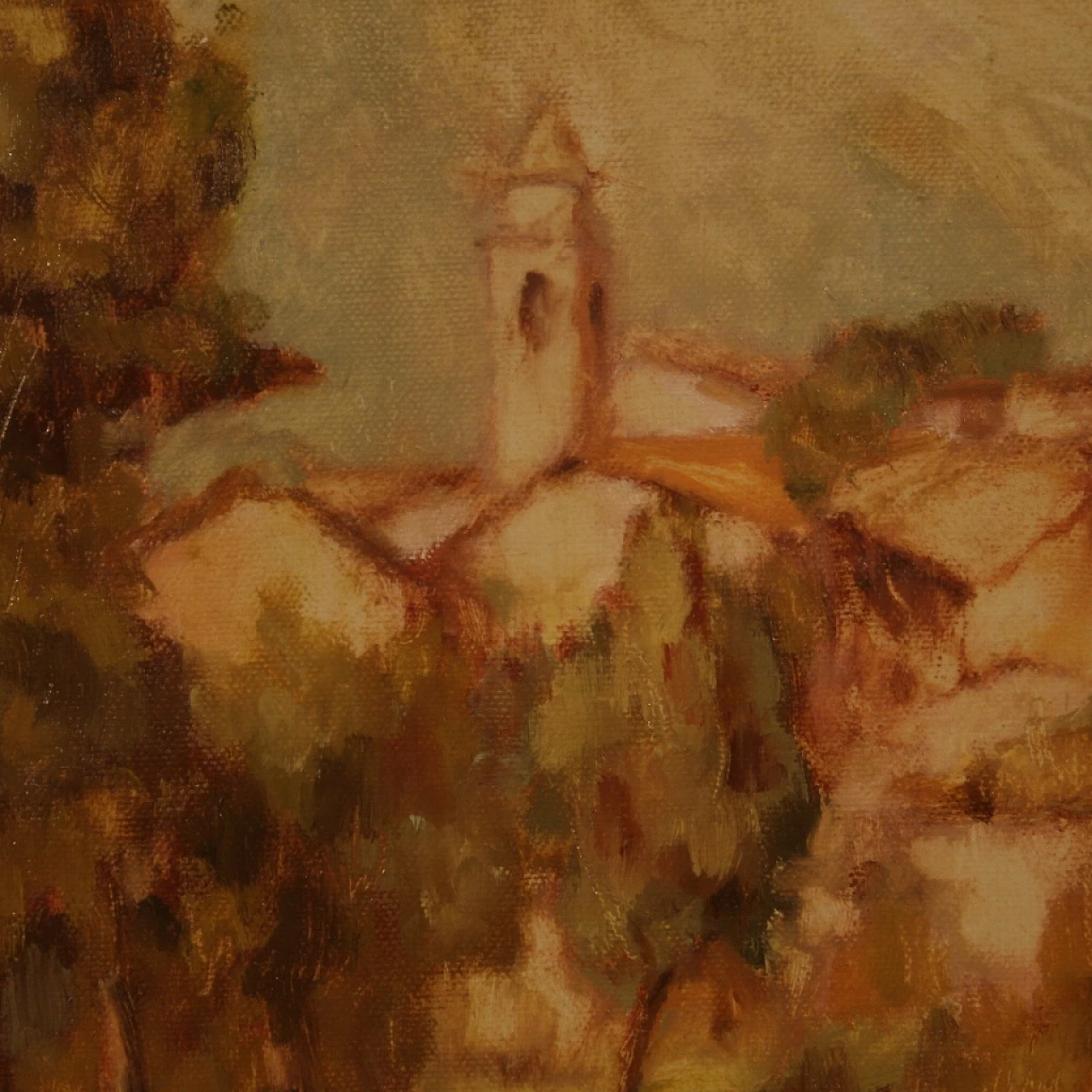 Italian painting of country village view, oil on canvas, 1977 15