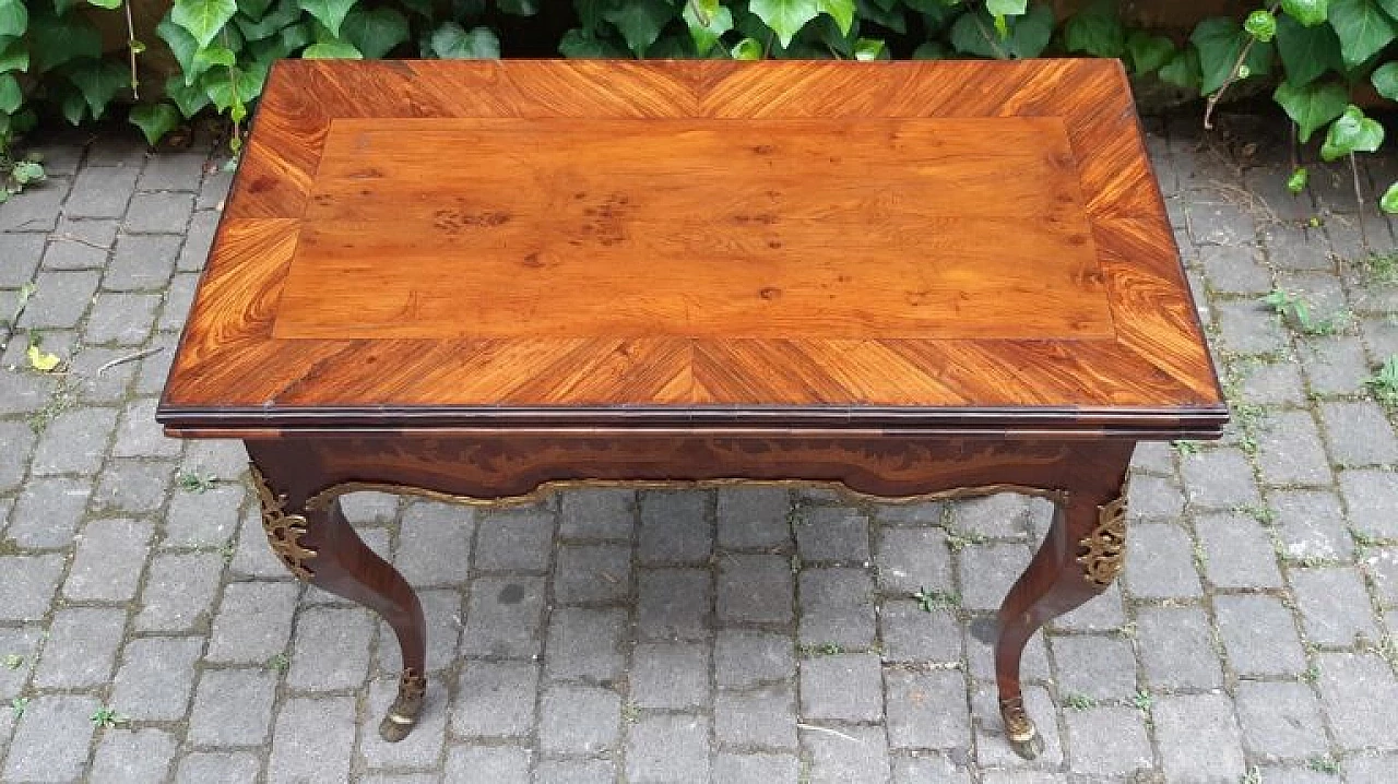 Walnut and olive briar game table, mid-20th century 5