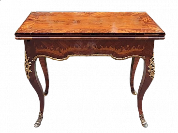 Walnut and olive briar game table, mid-20th century