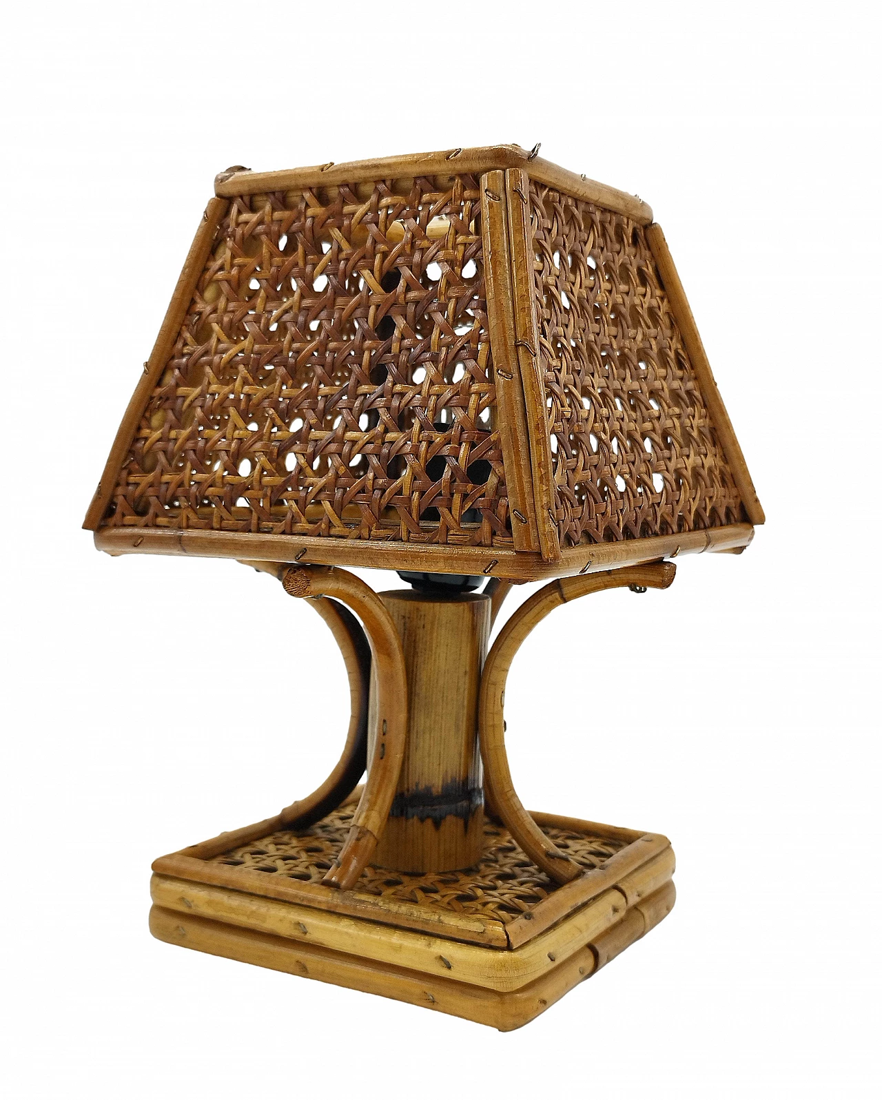 Rattan and bamboo table lamp, 1960s 2