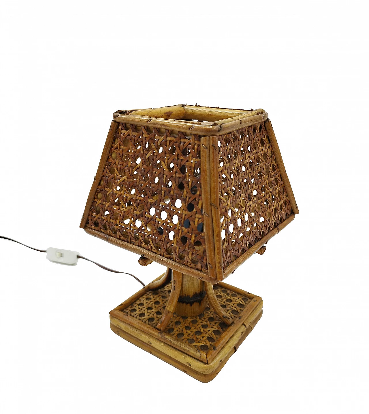 Rattan and bamboo table lamp, 1960s 3