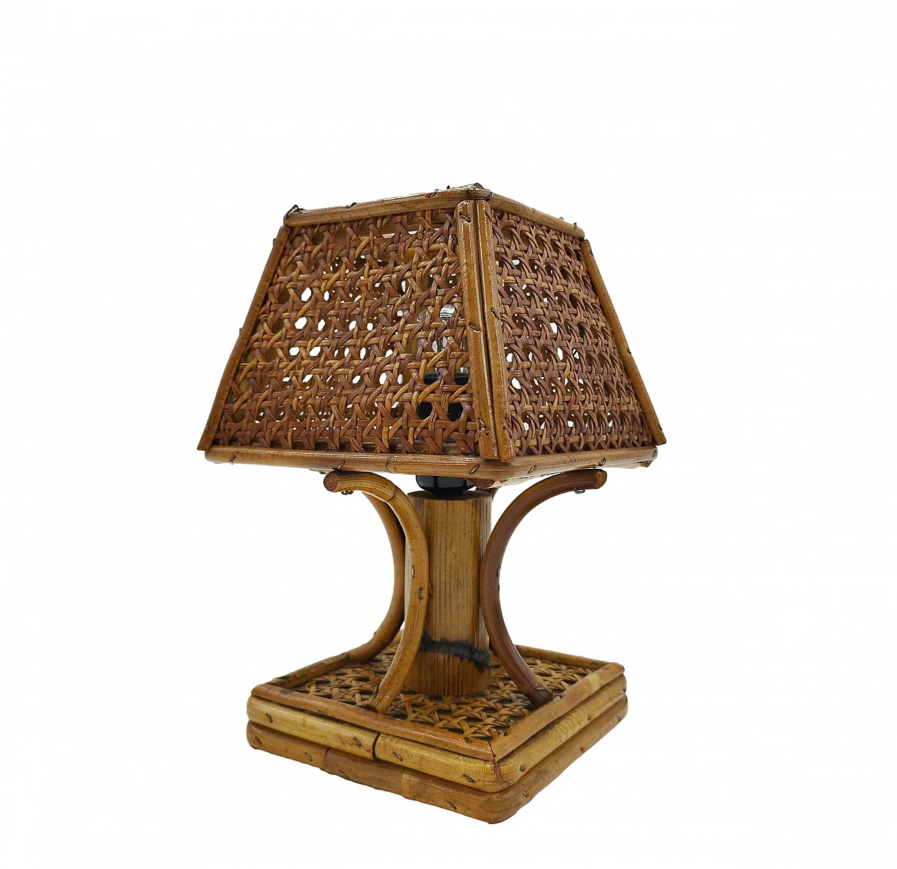 Rattan and bamboo table lamp, 1960s 4