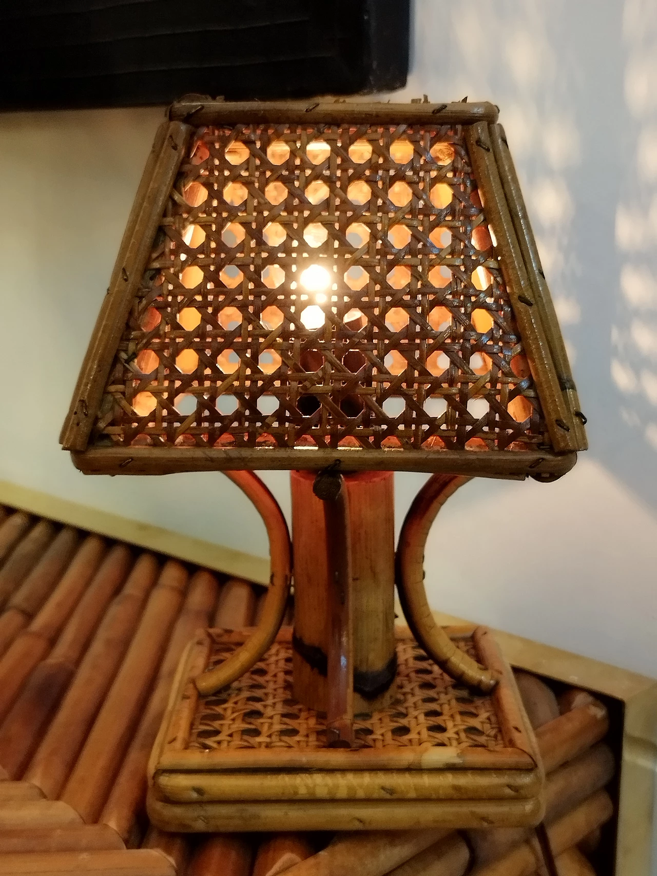 Rattan and bamboo table lamp, 1960s 5