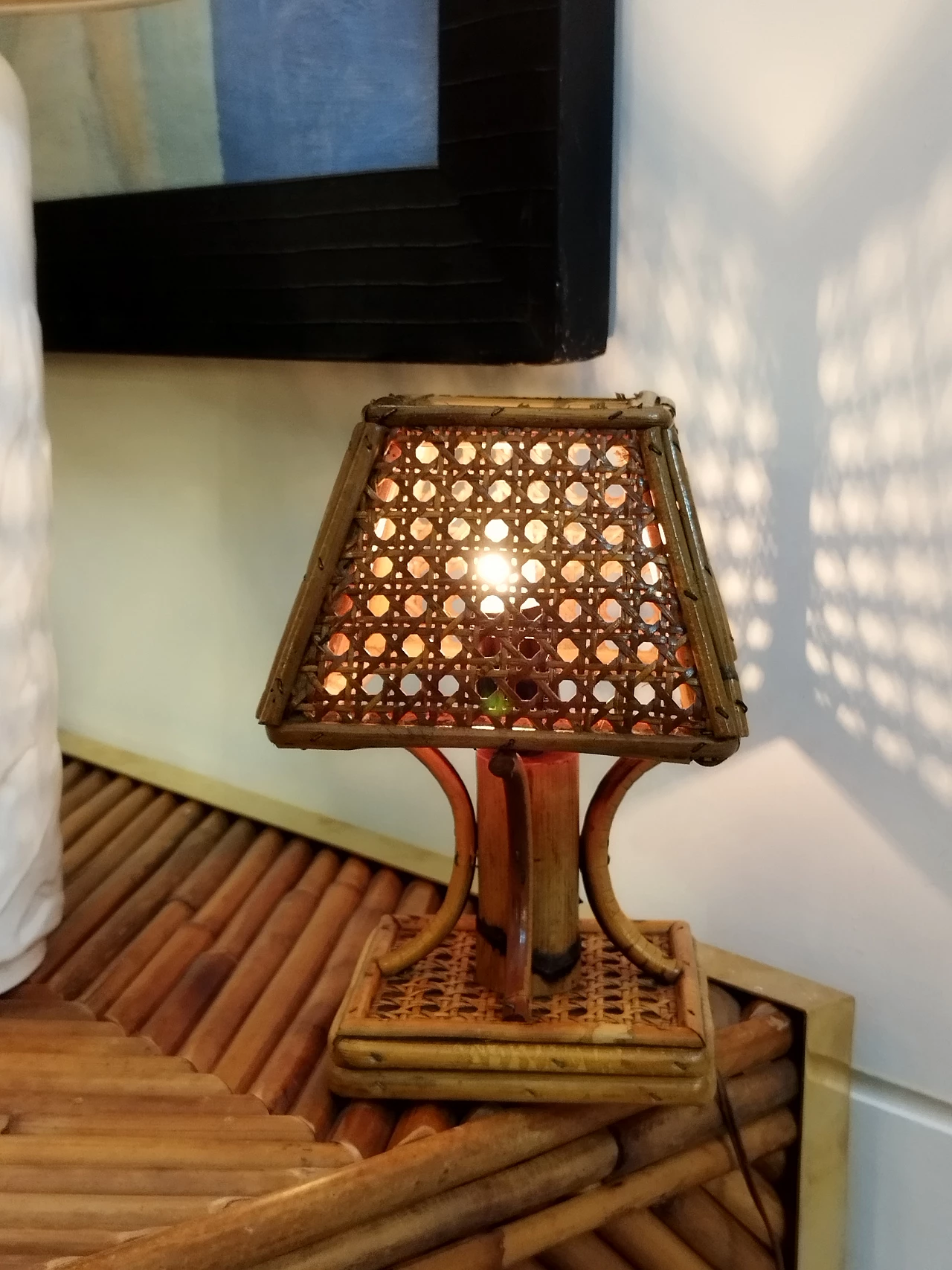 Rattan and bamboo table lamp, 1960s 6